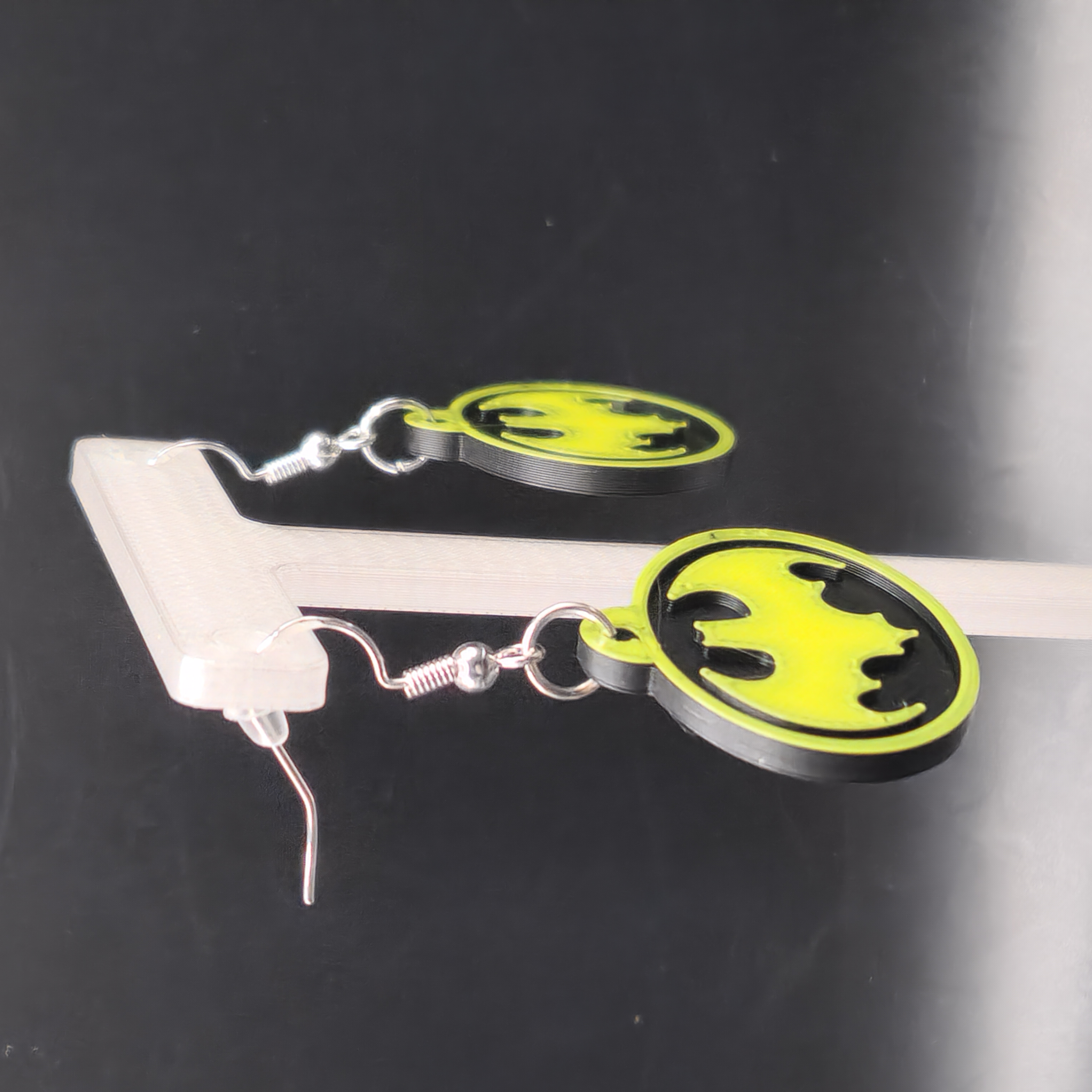 Hologram Batman Logo Earrings 3D Printed Accessories