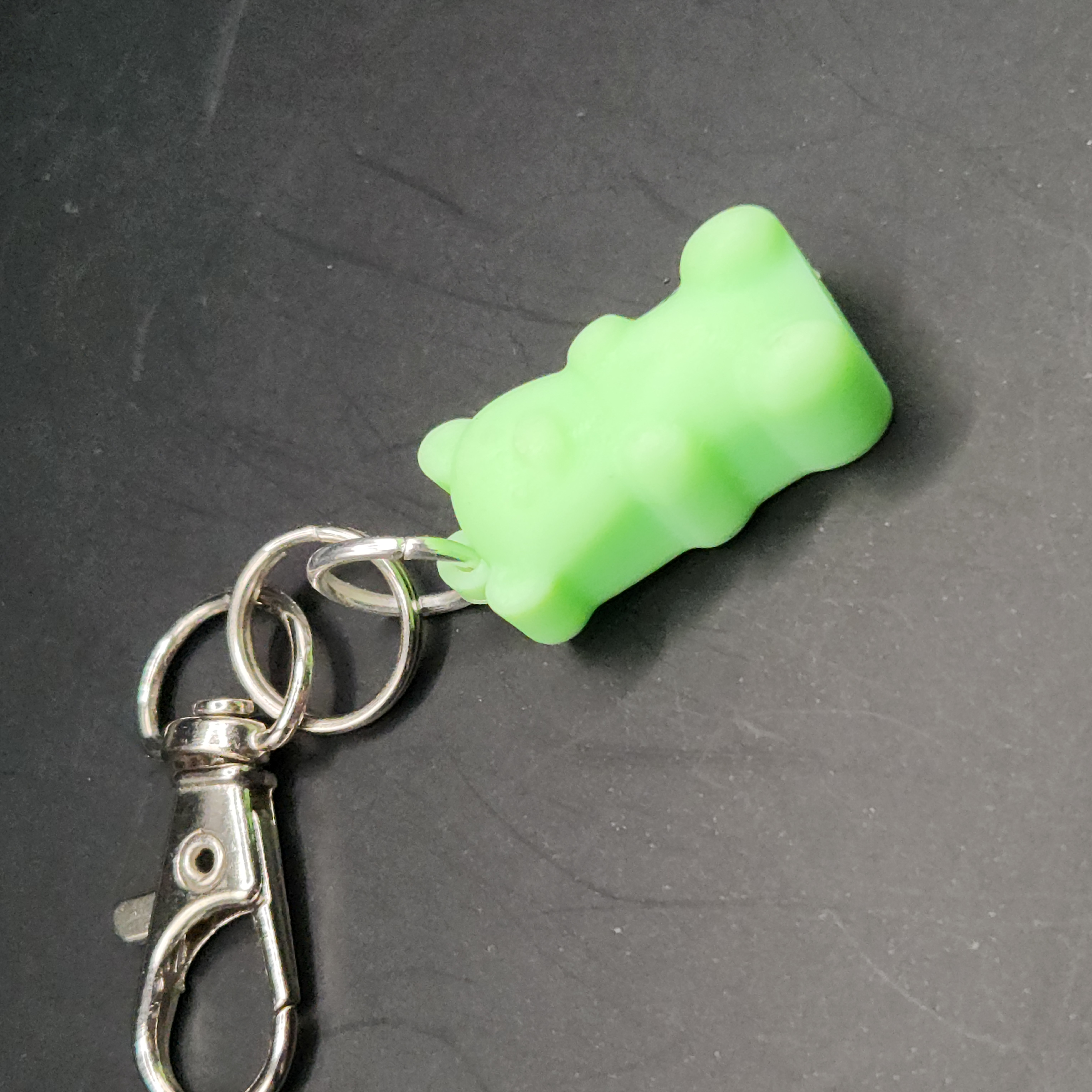 Green Glow-in-the-Dark Gummy Bear Hologram Bag Charm
