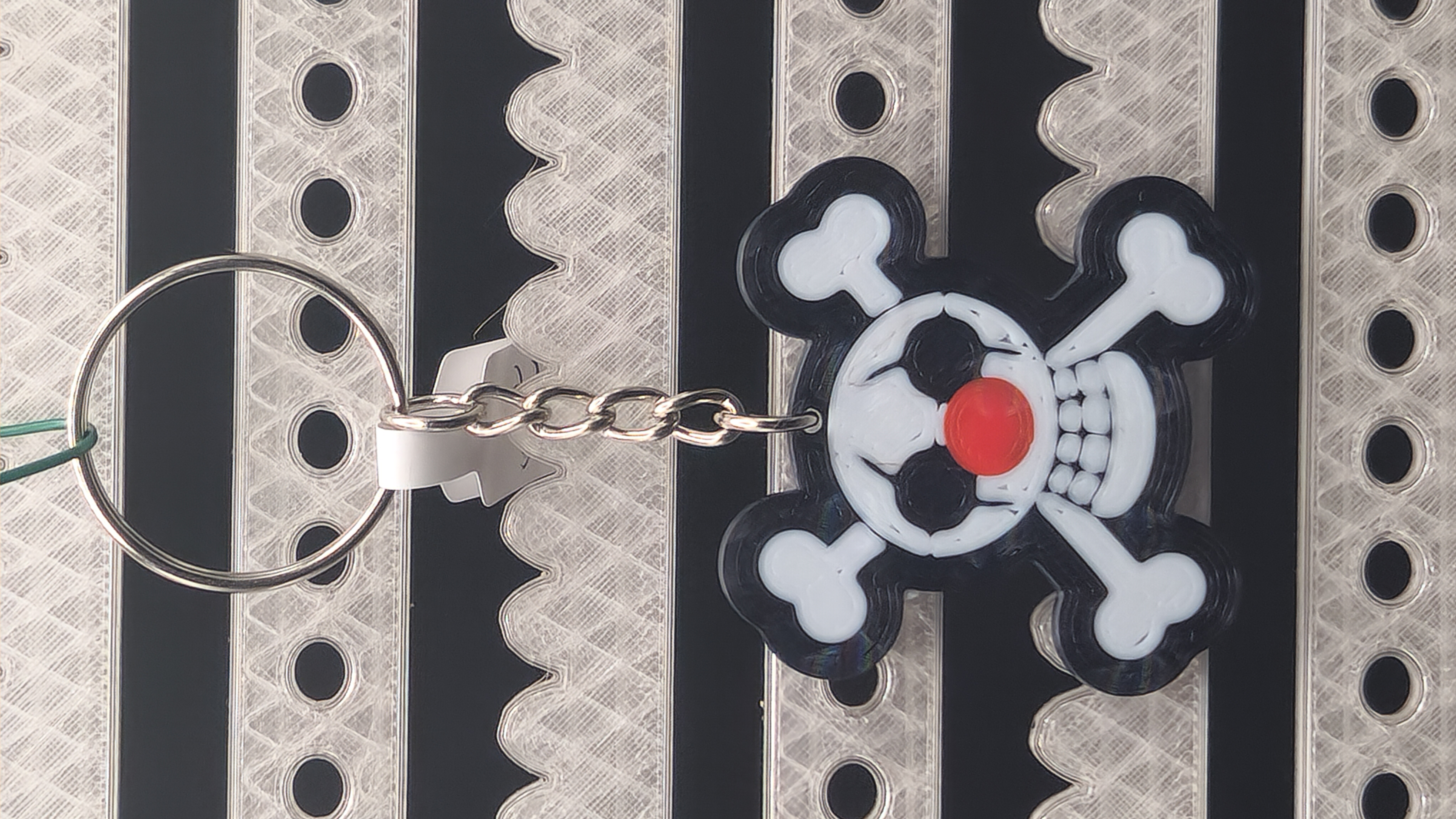 Hologram Buggy the Clown Pirate Jolly Roger Keychain Skull and Crossbones 3D Printed Anime Accessory