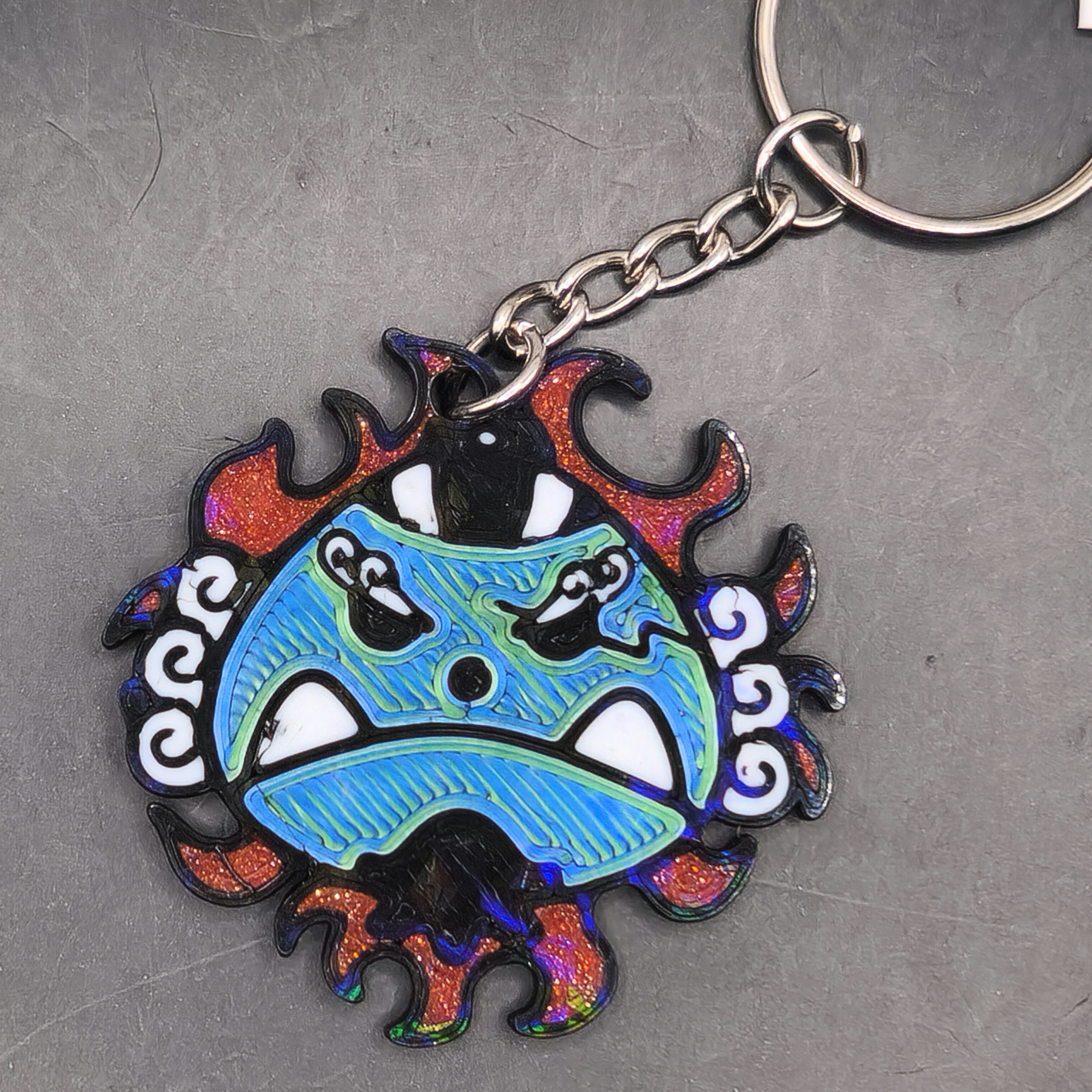 Hologram Jinbe Jolly Roger Straw Hats Keychain 3D Printed Anime Accessory