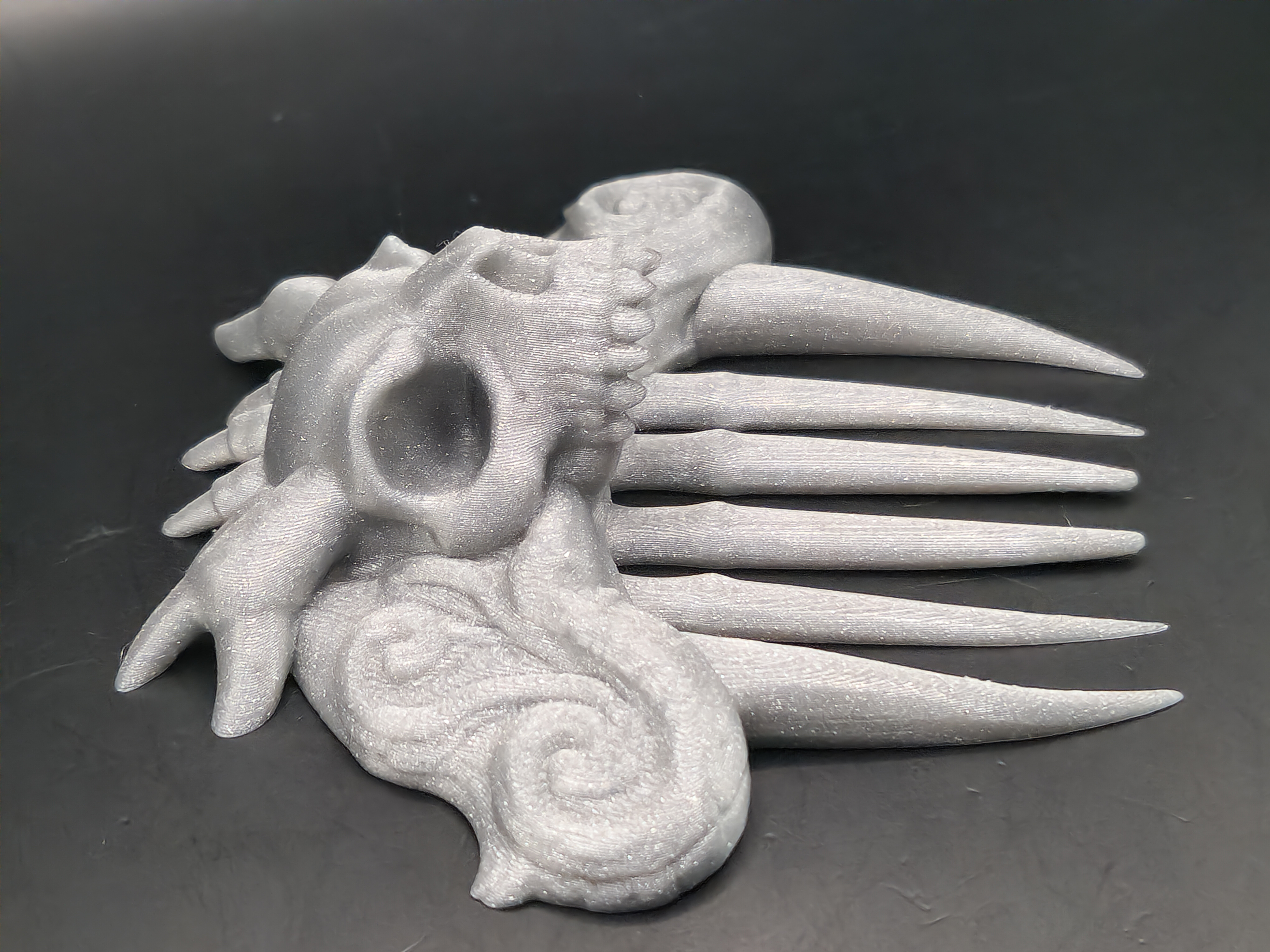 Silver Dragon Demon Skull Halloween Goth Hair Comb