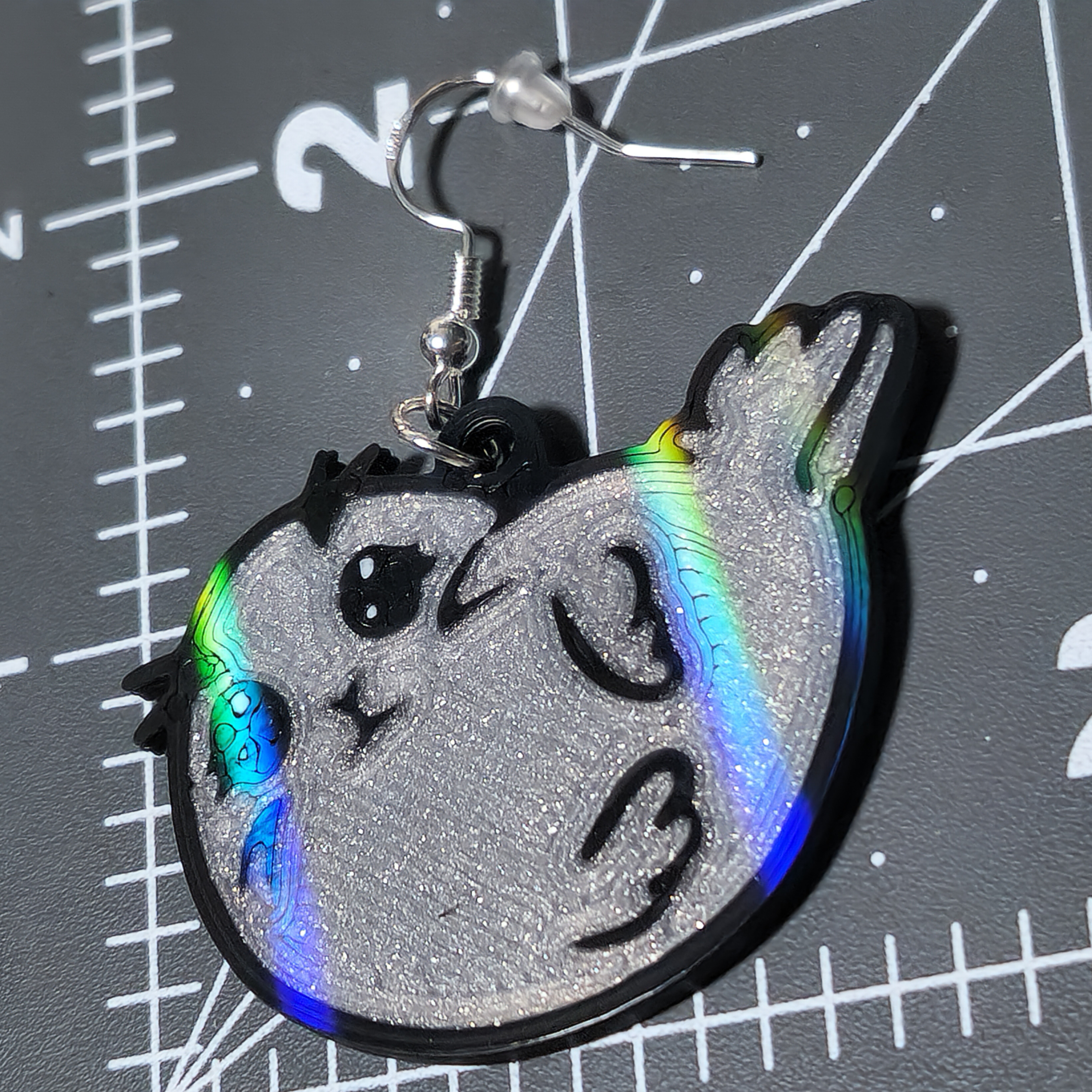 Cute Seal Earrings 3D Printed with Holograms 