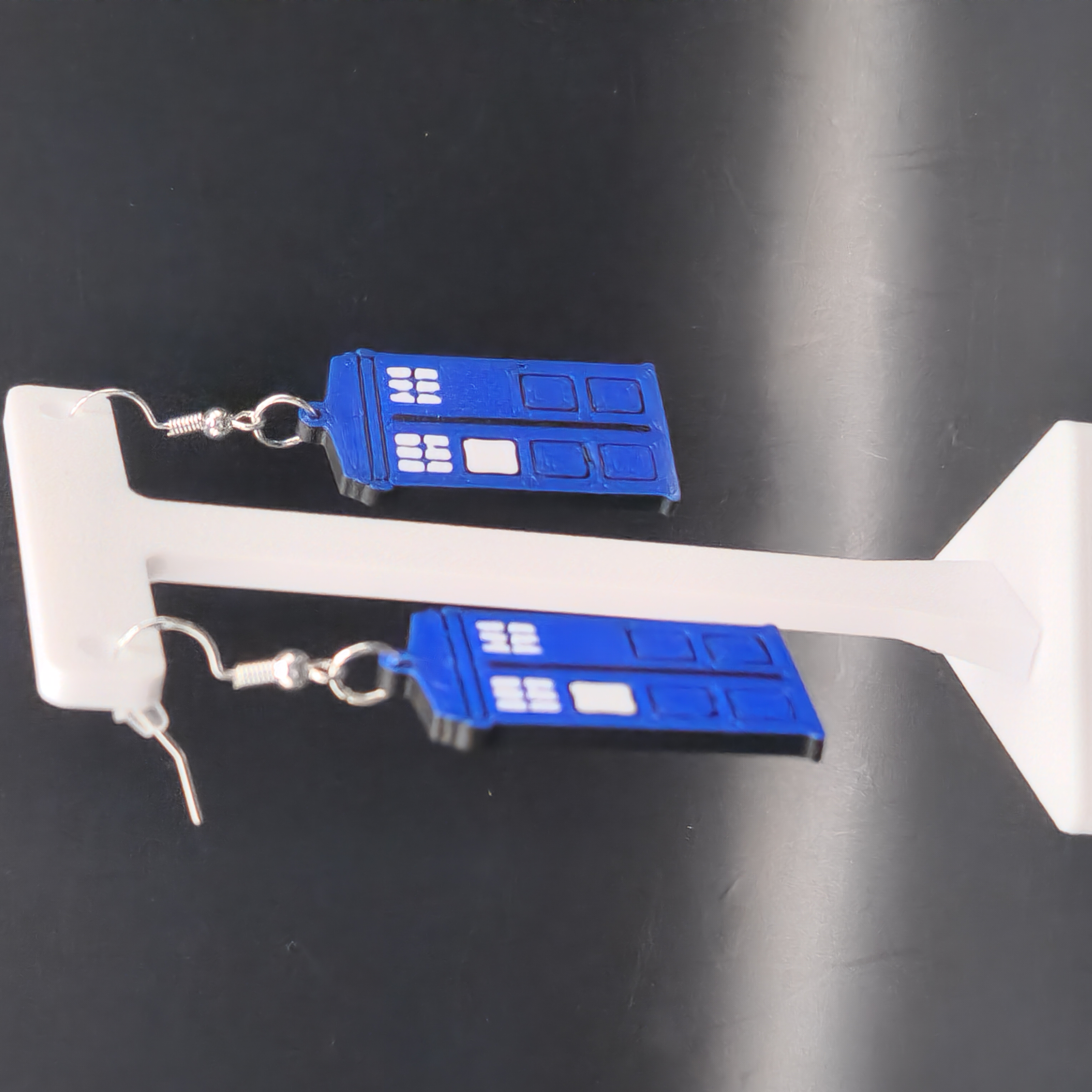 Hologram TARDIS Inspired Earring 3D Printed Doctor Who Accessories