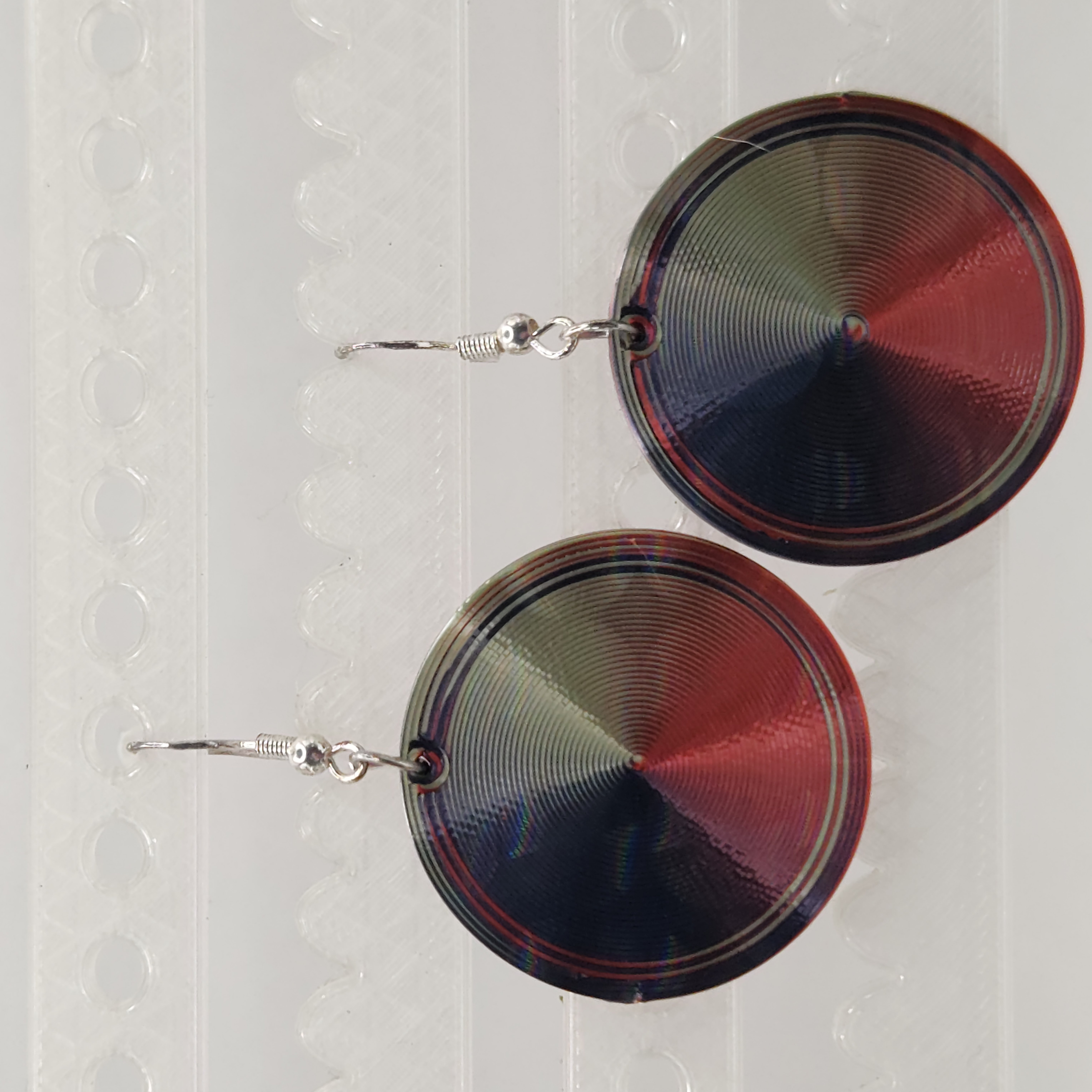 Colorful Circular Earrings with Bubble Holograms