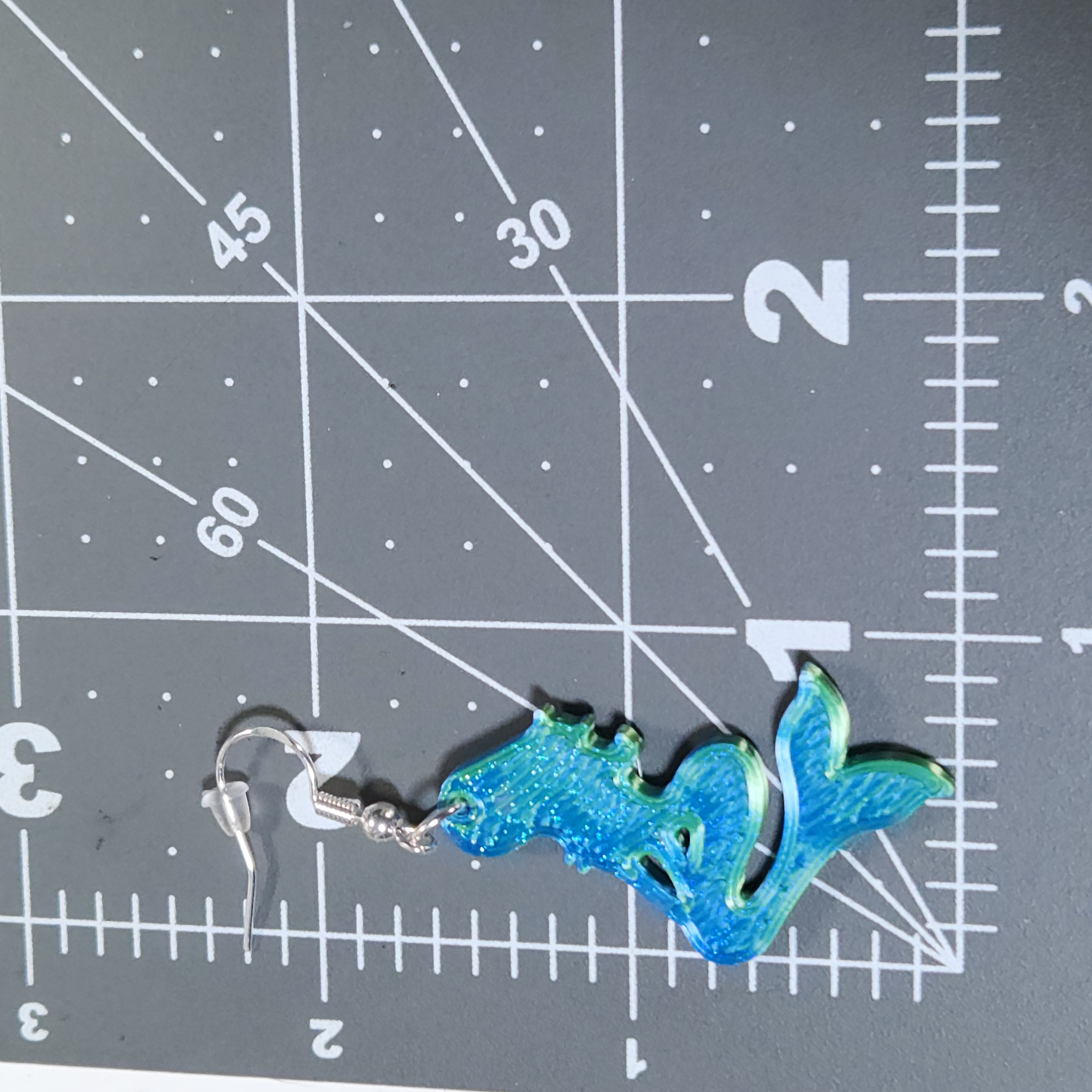 Hologram Mermaid-shaped, 3d Printed, Hypoallergenic Earrings