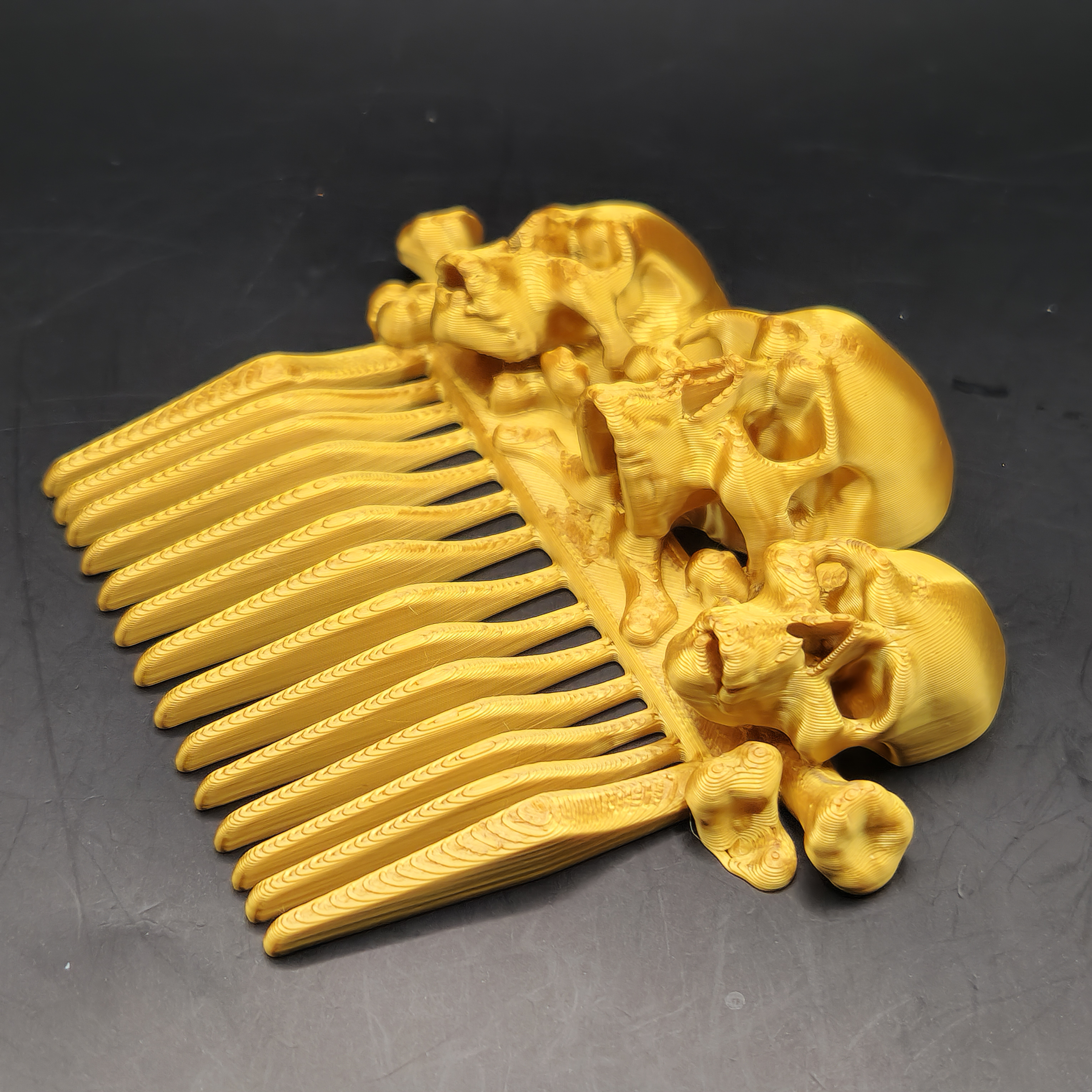 Halloween Goth Gold Skull Motif Decorative Hair Comb Narrow Tooth