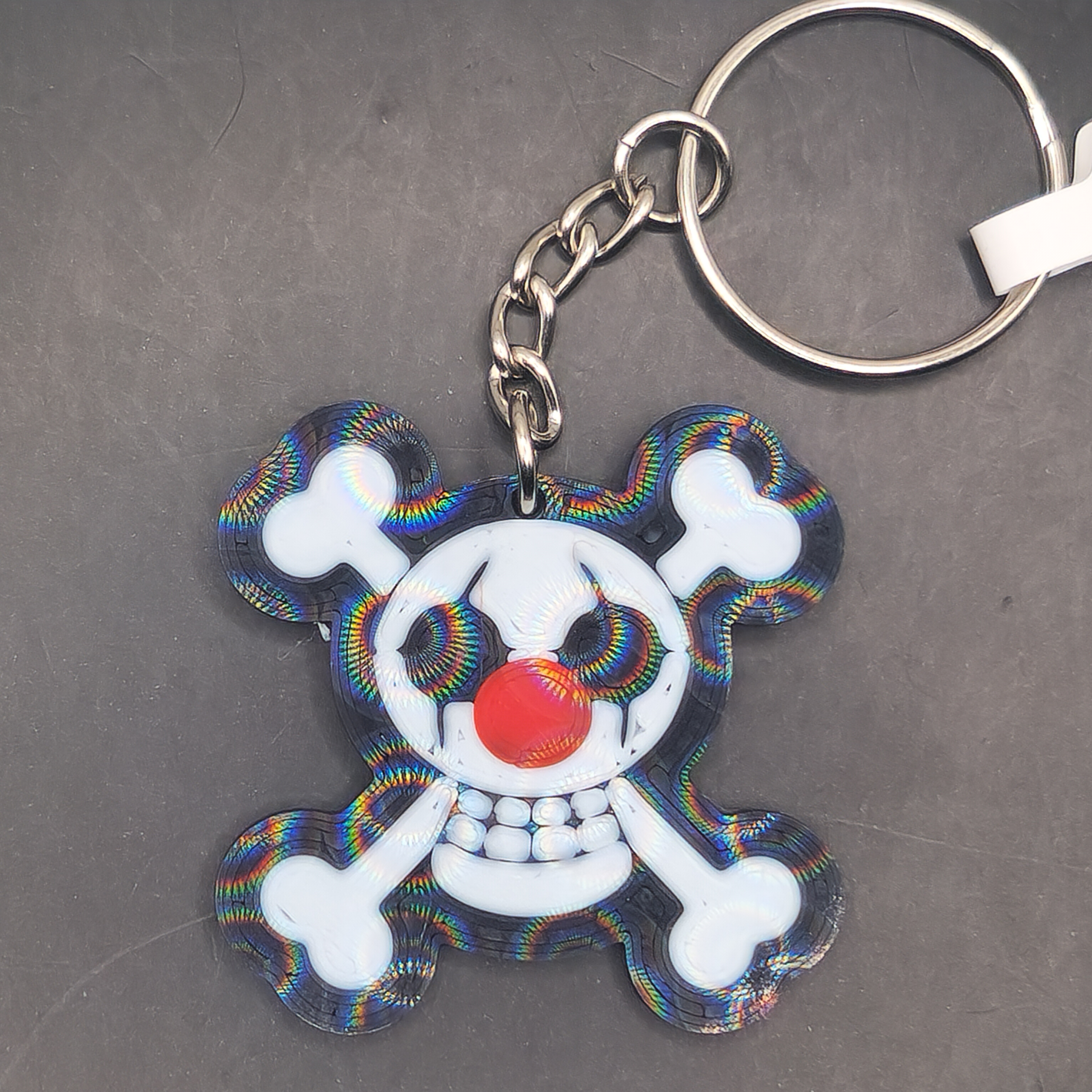 Hologram Buggy the Clown Pirate Jolly Roger Keychain Skull and Crossbones 3D Printed Anime Accessory