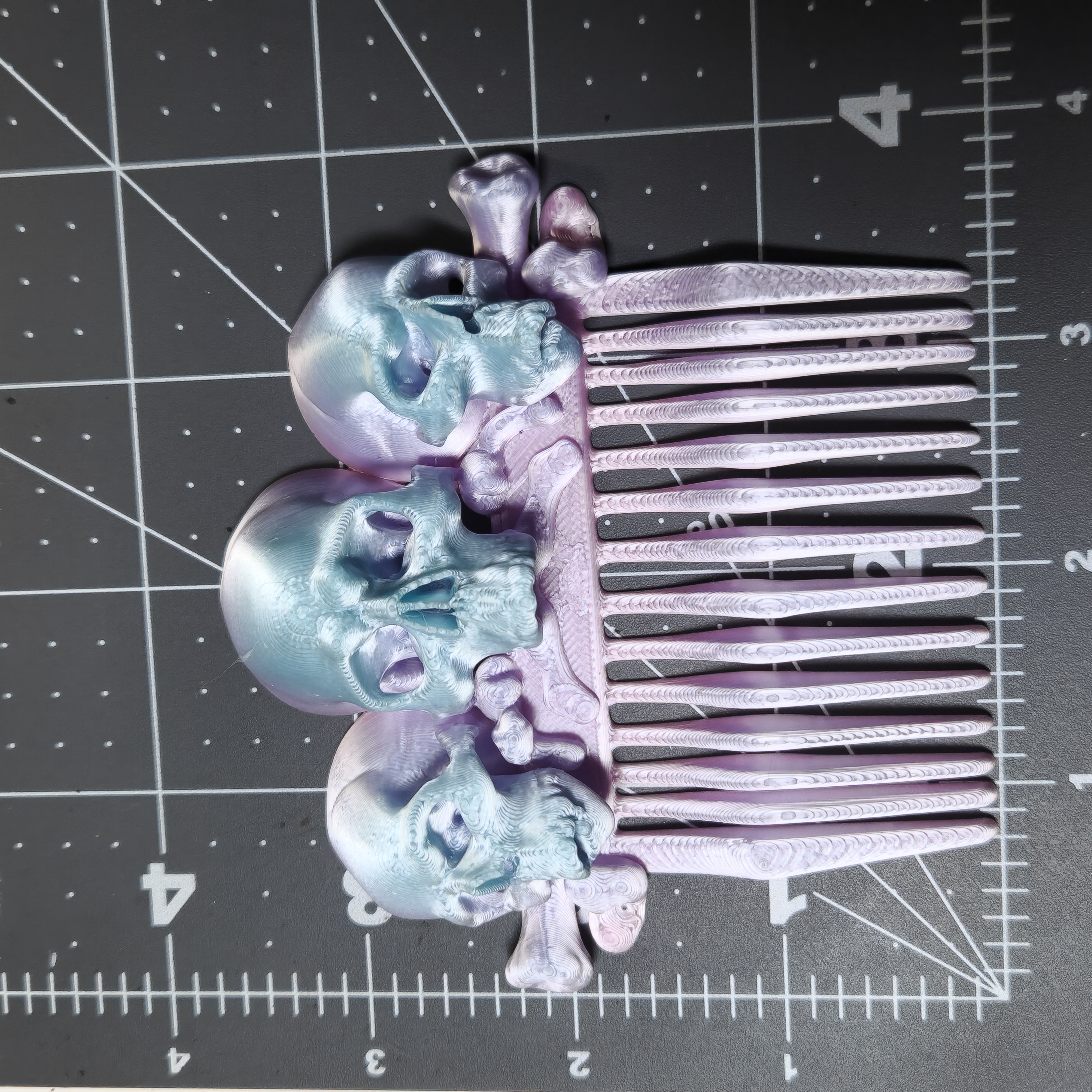 Halloween 3D Printed Skull Hair Comb Narrow Tooth Style