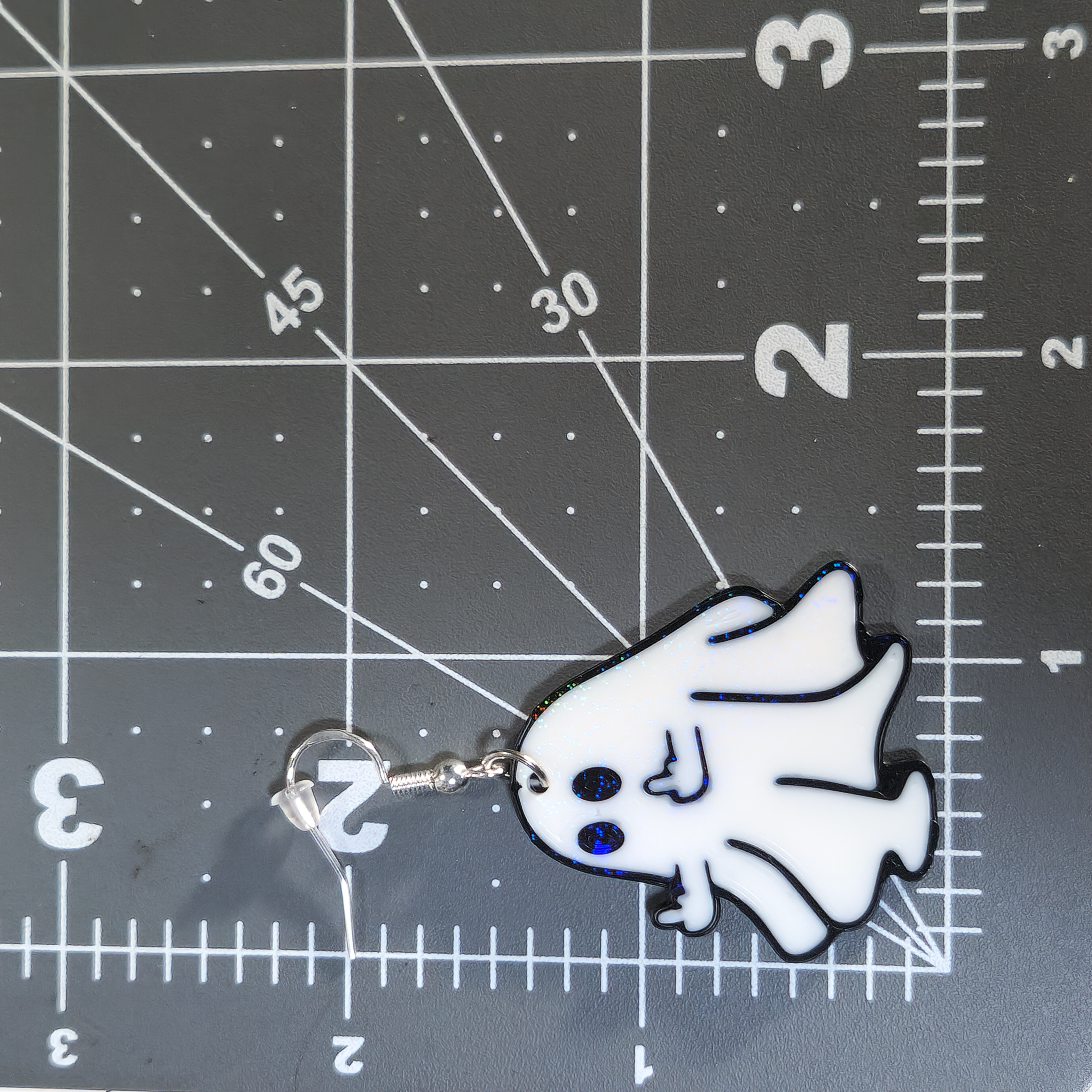 Hologram Rude Ghost with Middle Fingers Earrings