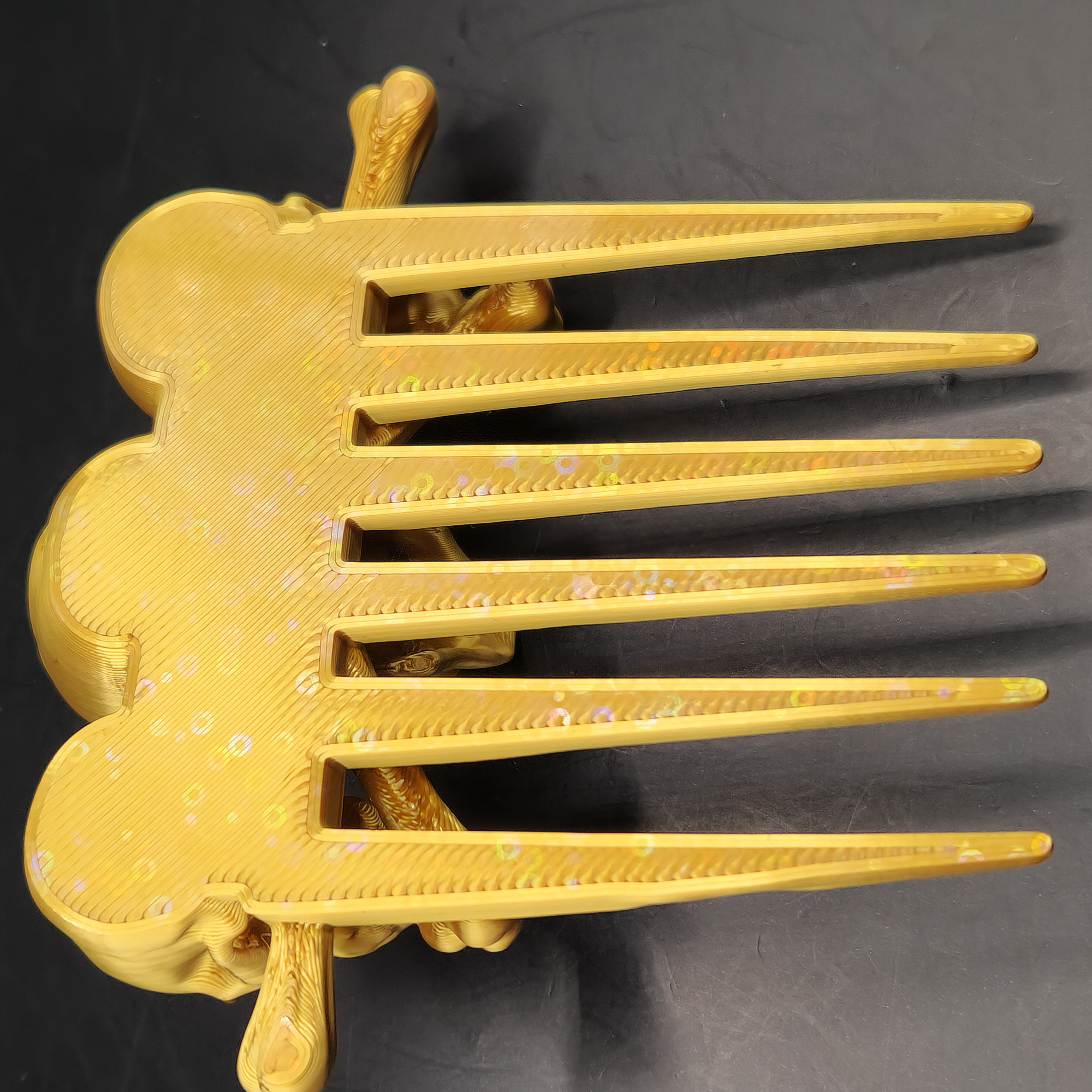 Halloween Goth Golden Skull Hair Comb Wide Tooth