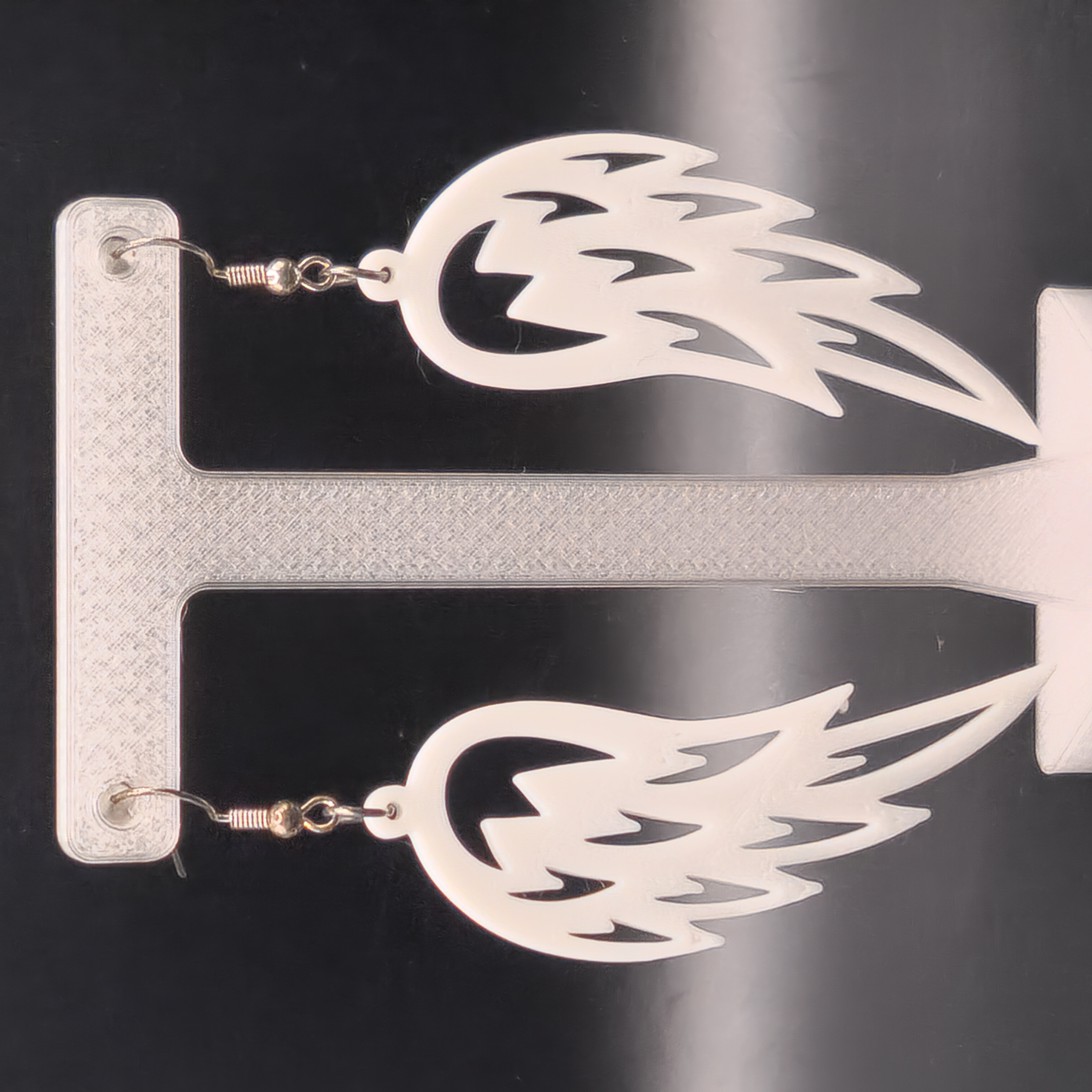 Hologram White Angel Dove Wing Earrings 3D Printed Accessory
