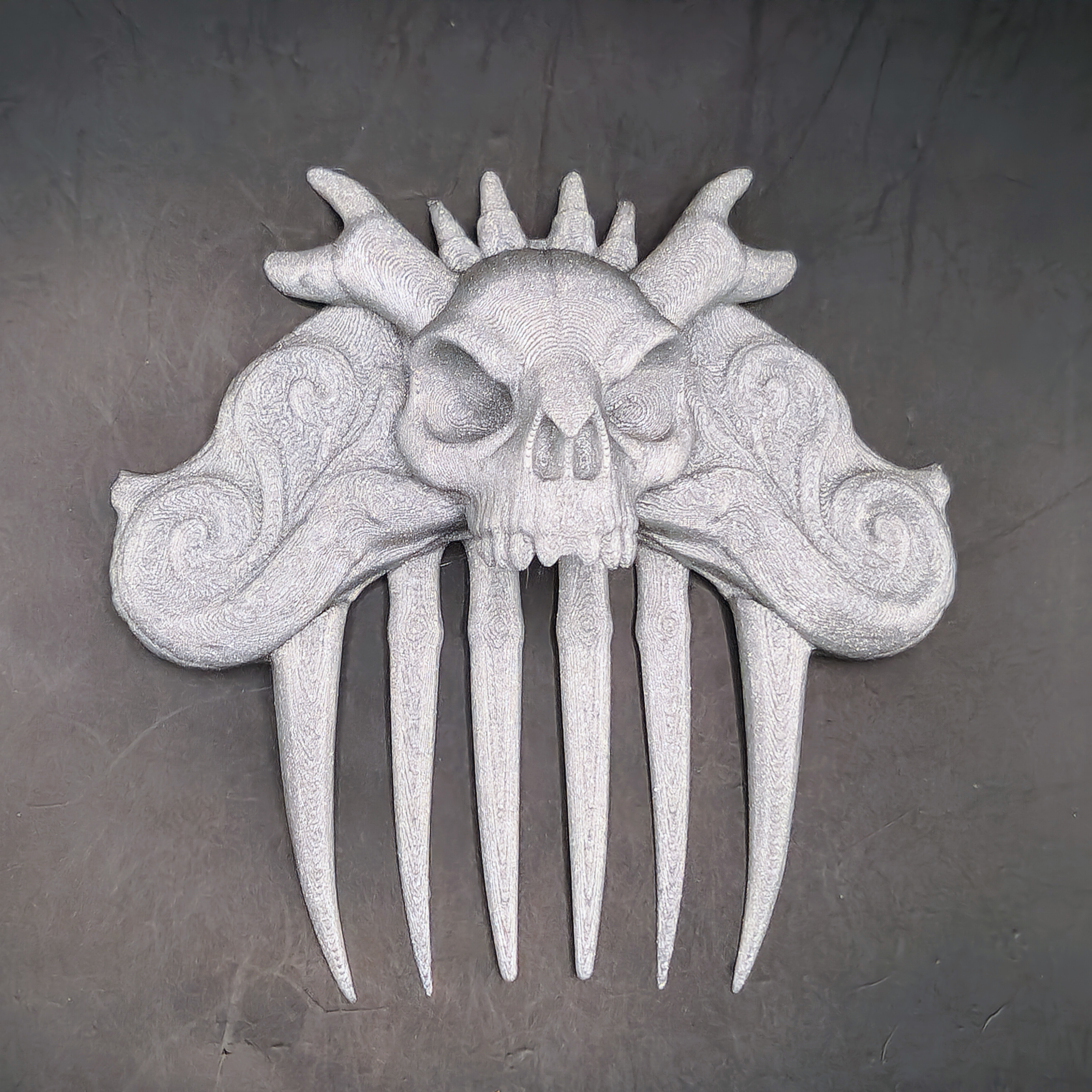 Silver Dragon Demon Skull Halloween Goth Hair Comb