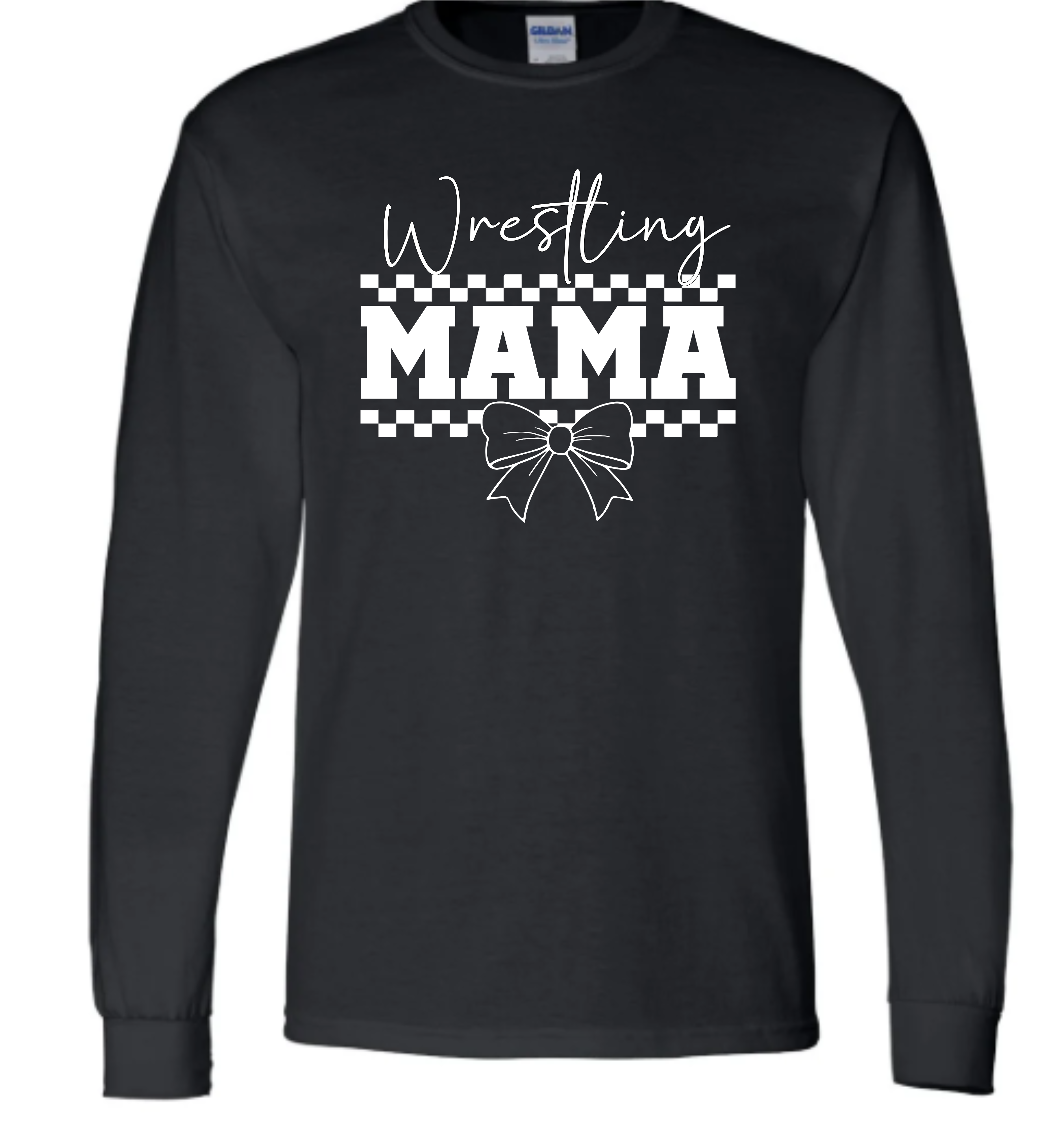 Wrestling Mama Checkered Bow TEE
