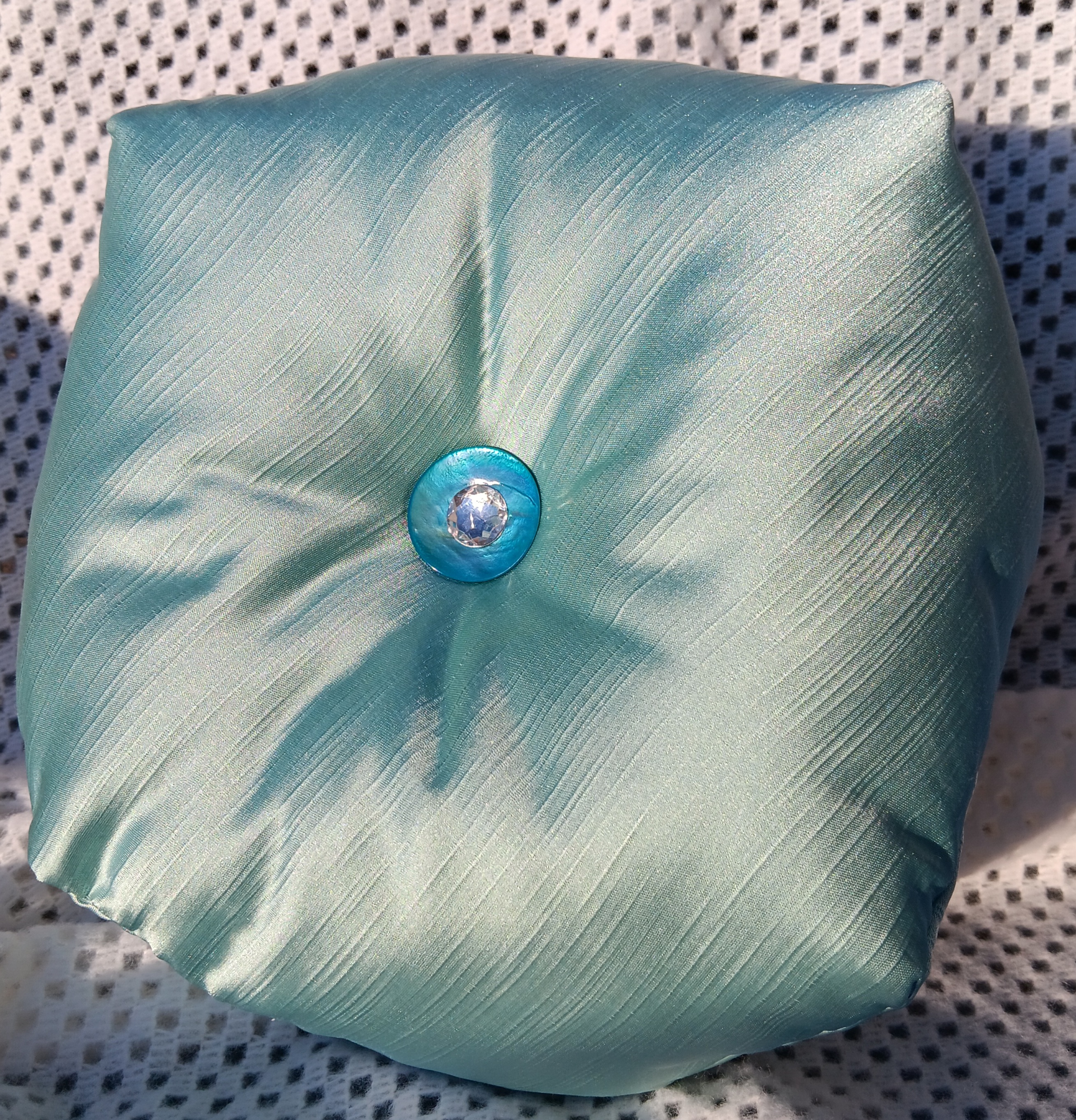 Elegant Aqua Satin Cushion