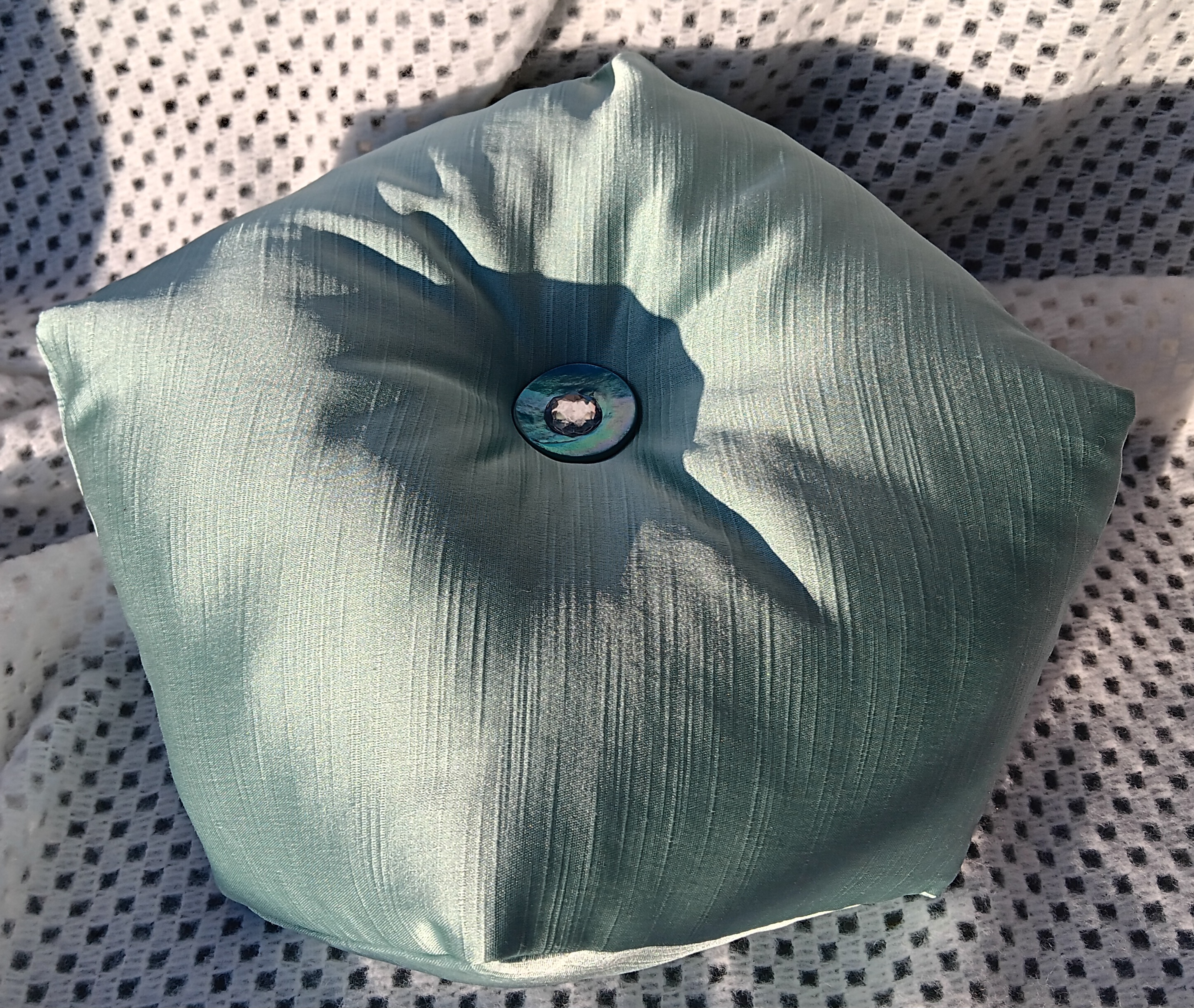 Elegant Aqua Satin Cushion