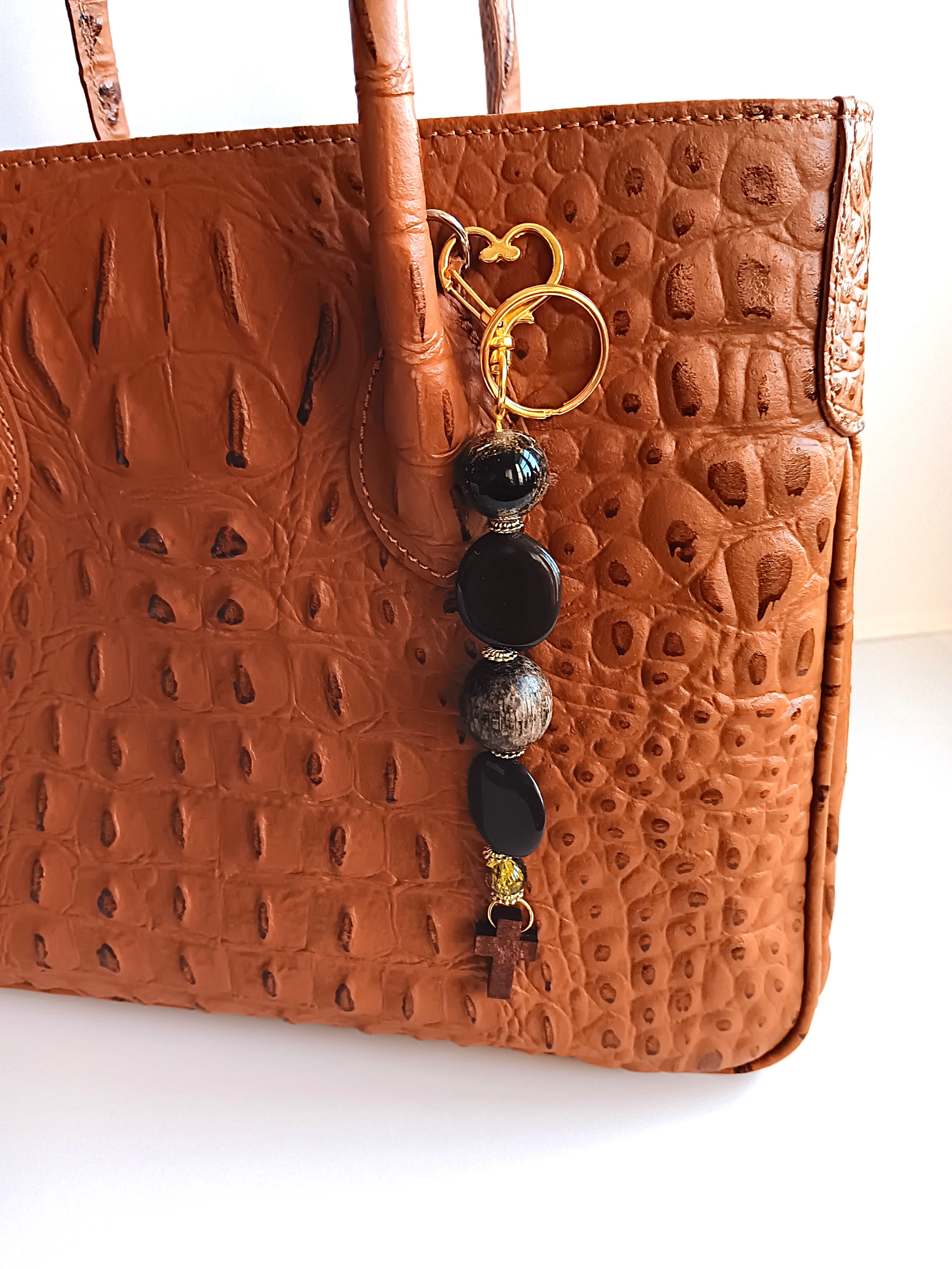 Blue Beaded Heart Keychain/Bag Charm