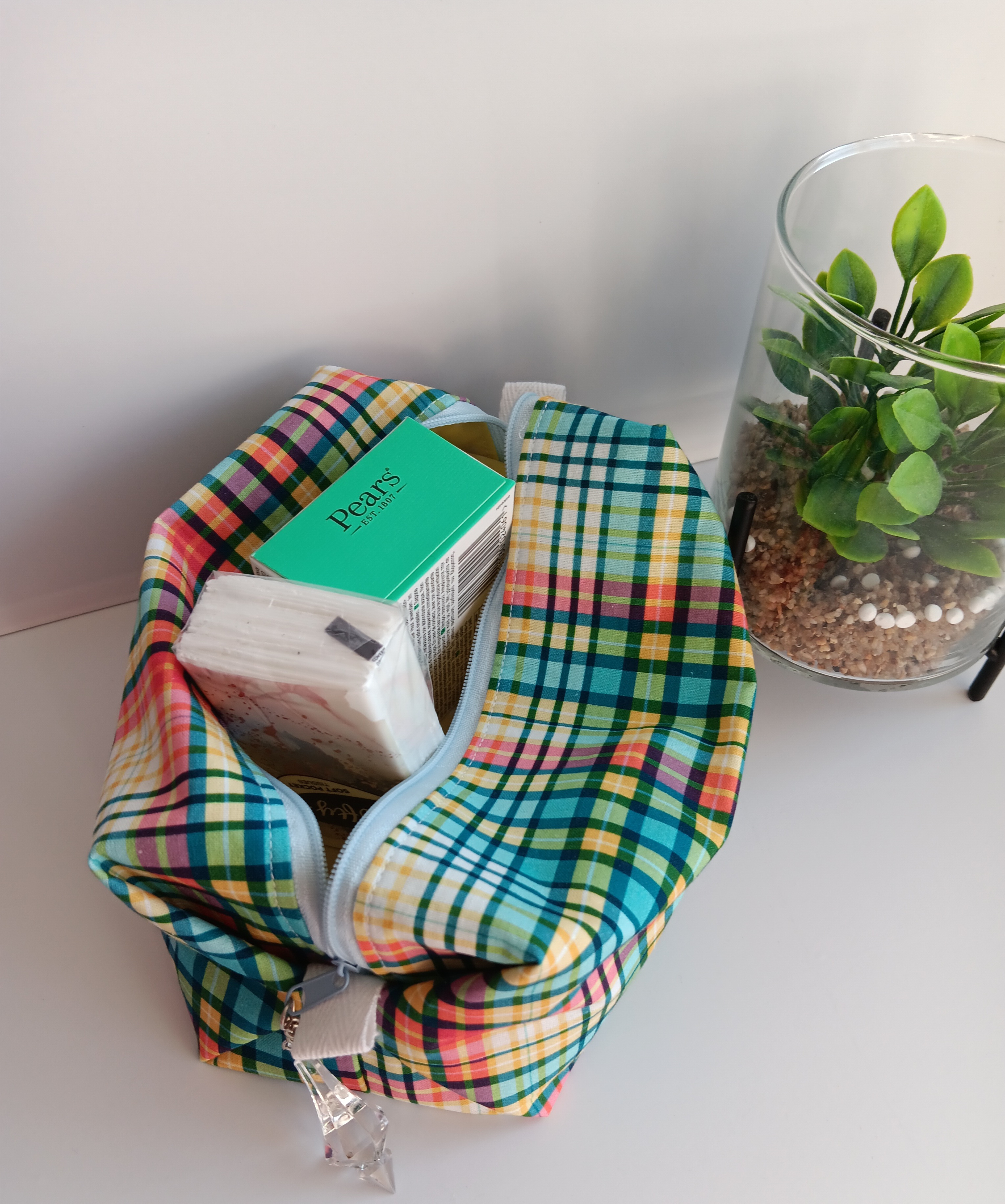 Sophisticated Plaid Cosmetic Bag