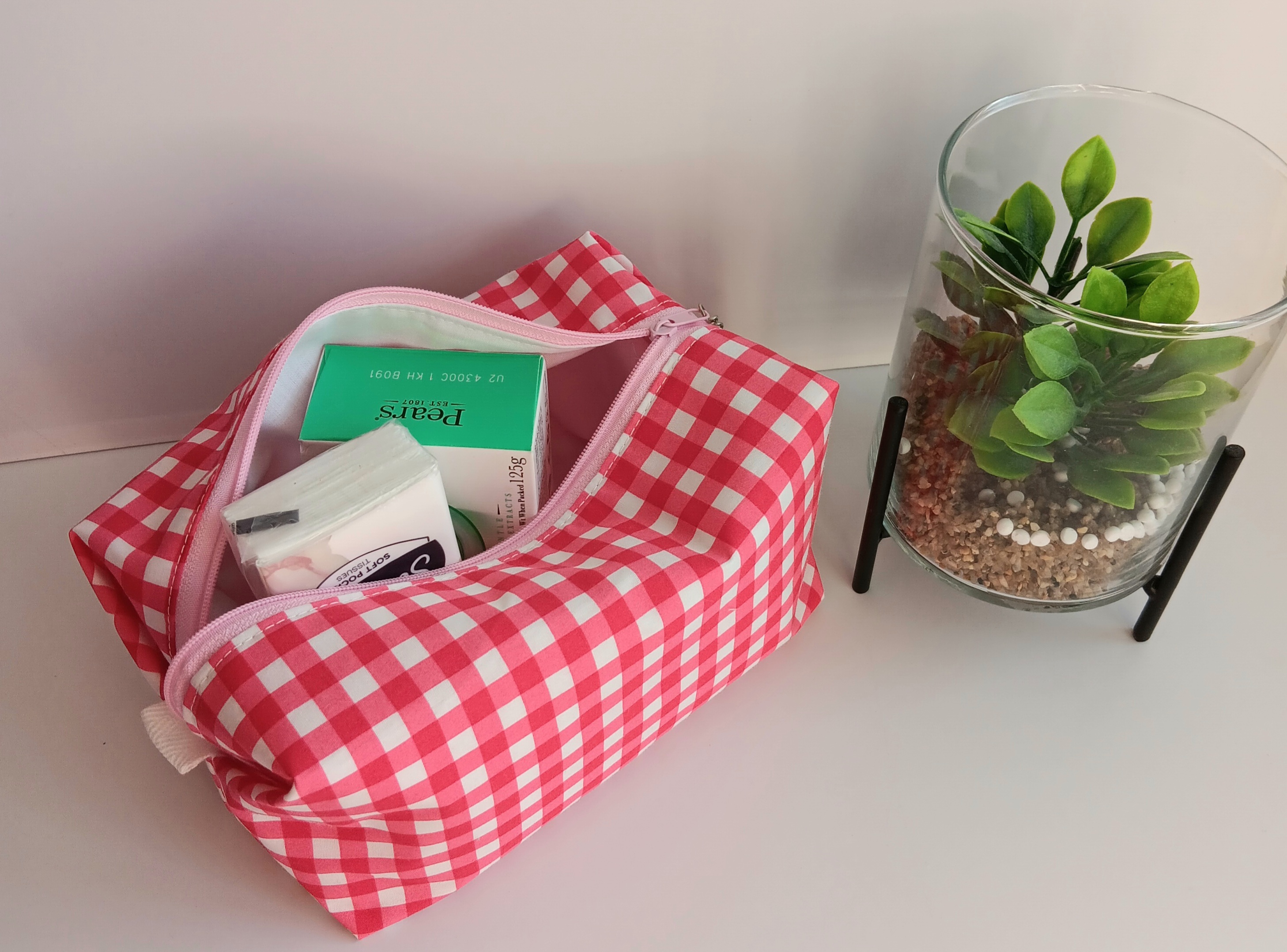 Sophisticated Plaid Cosmetic Bag