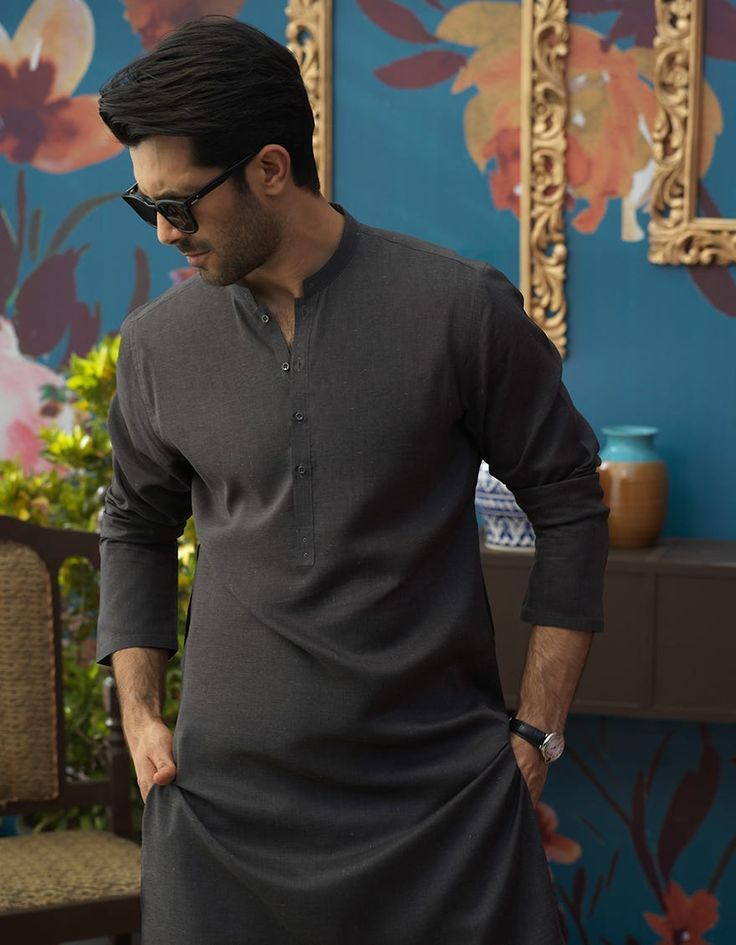 Men's Charcoal Kurta