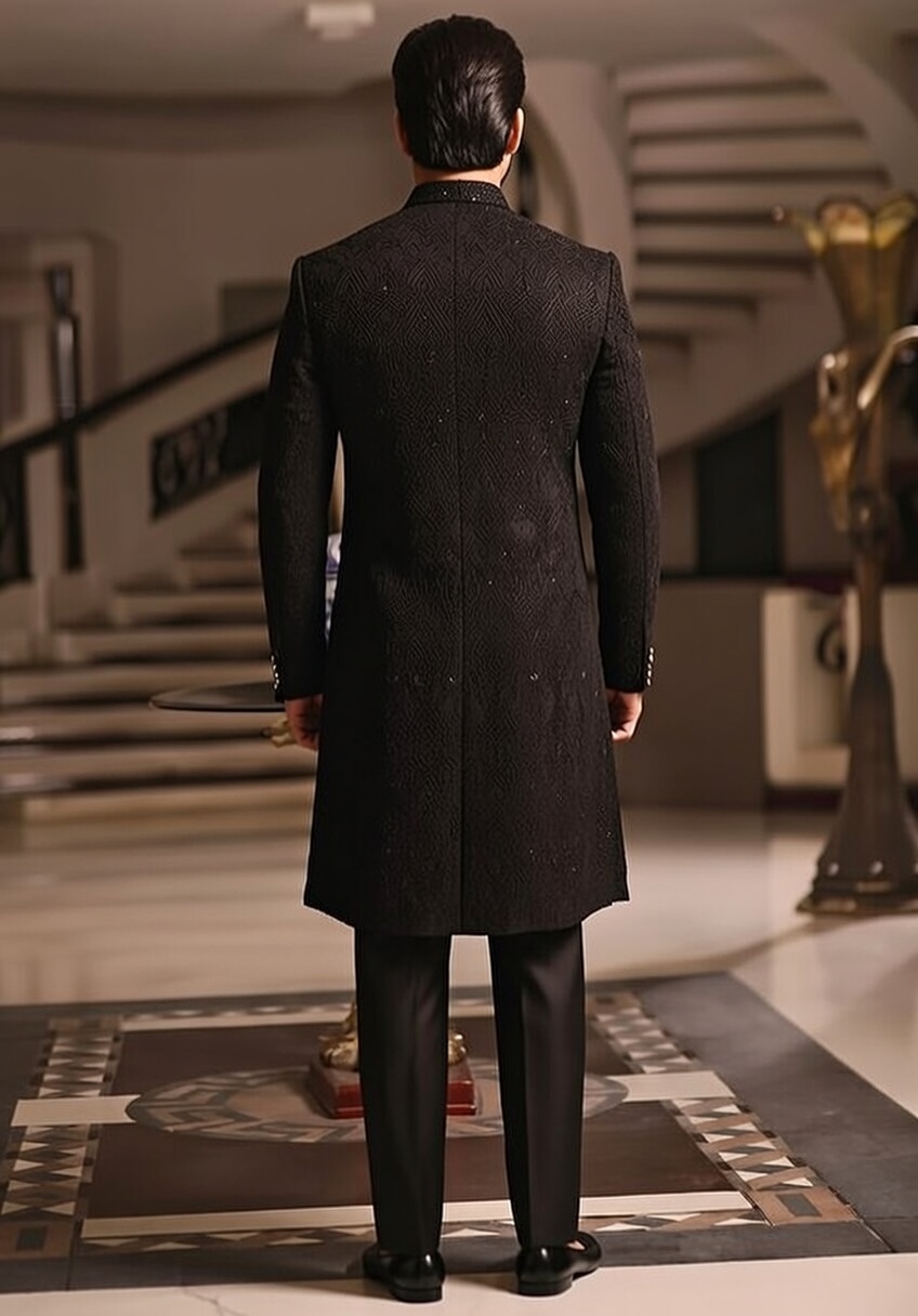 Black Sherwani Suit