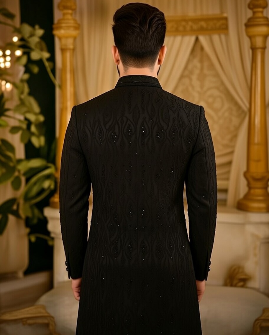 Men’s Black Sherwani Set