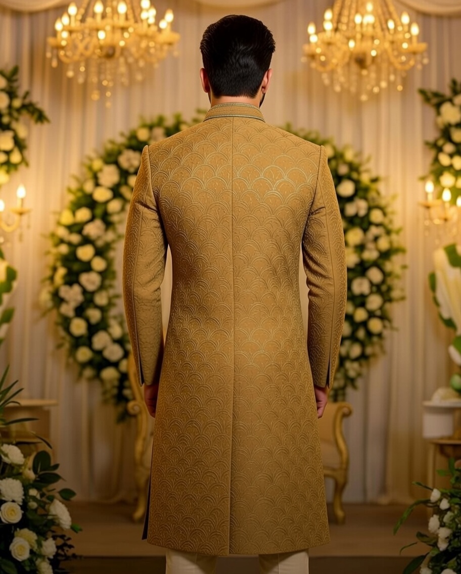 Gold Embroidered Sherwani Set