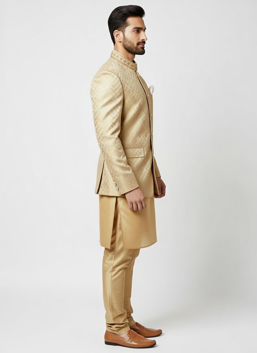 Men's Gold Sherwani Set