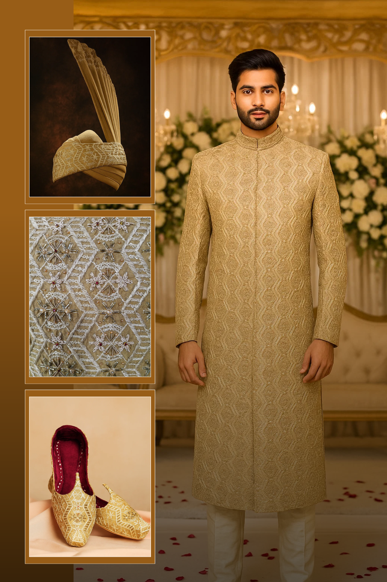 Elegant Gold Sherwani Set