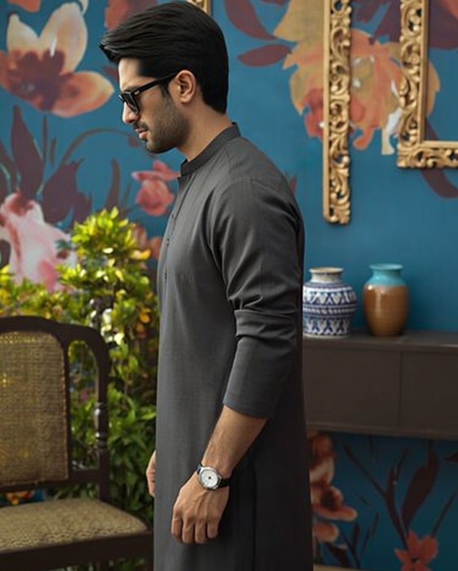 Men's Charcoal Kurta