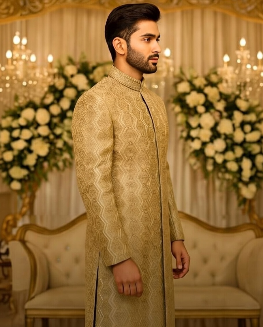 Elegant Gold Sherwani Set
