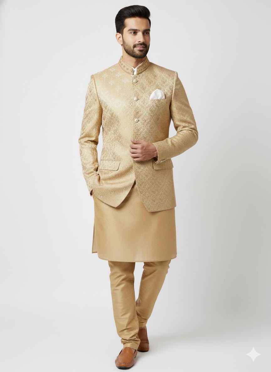 Men's Gold Sherwani Set