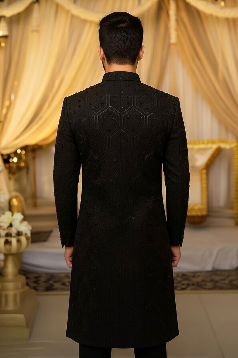 Men’s Black Embroidered Sherwani
