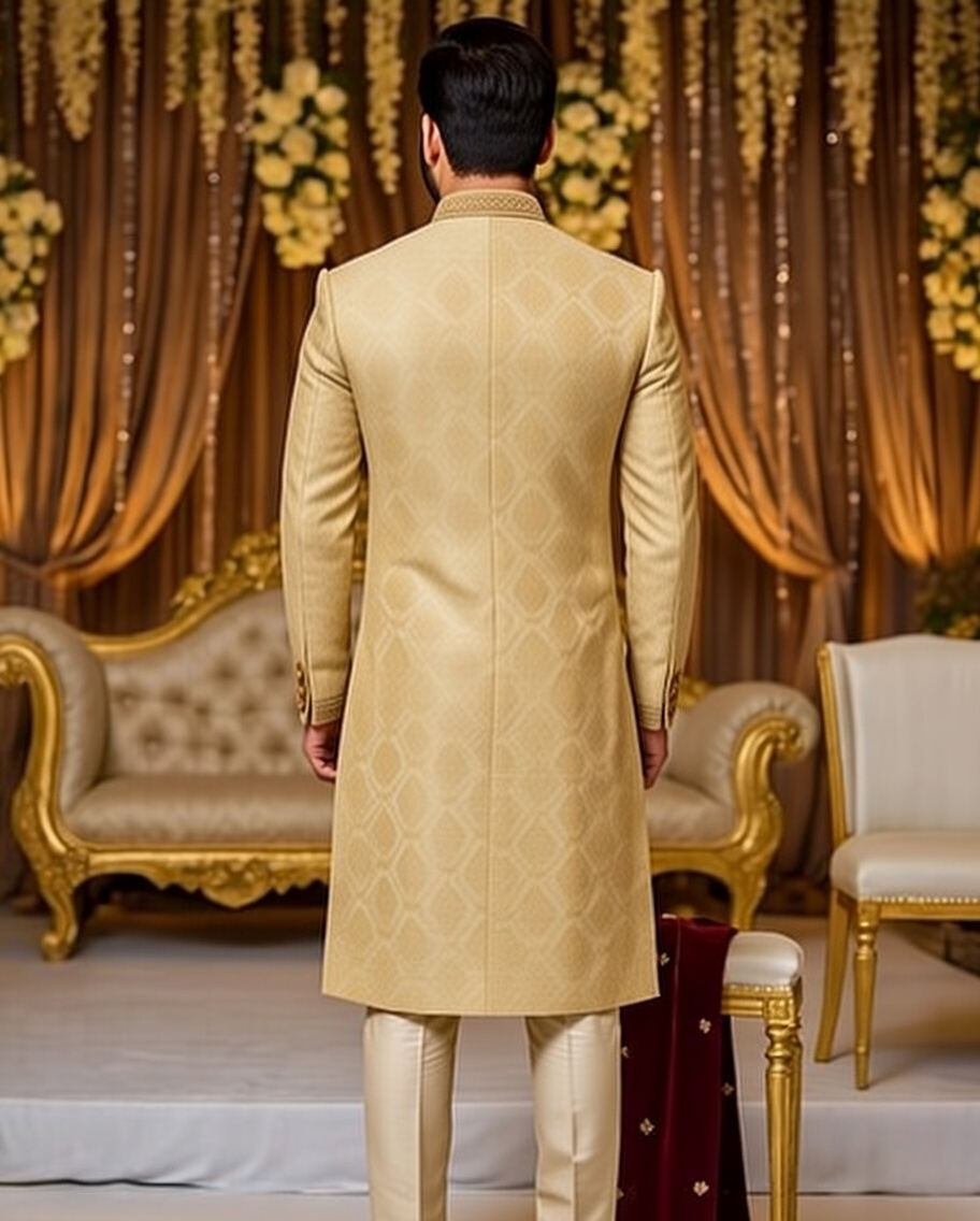 Men's Traditional Cream Sherwani