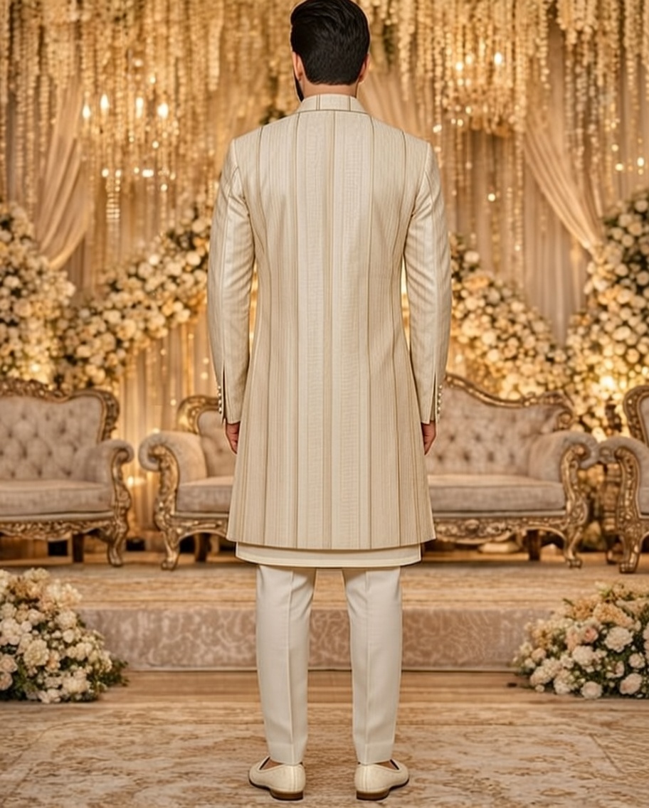 Traditional Cream Sherwani Set
