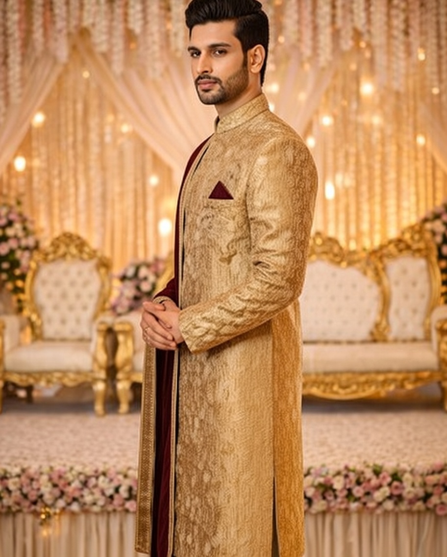 Men's Embroidered Sherwani Set