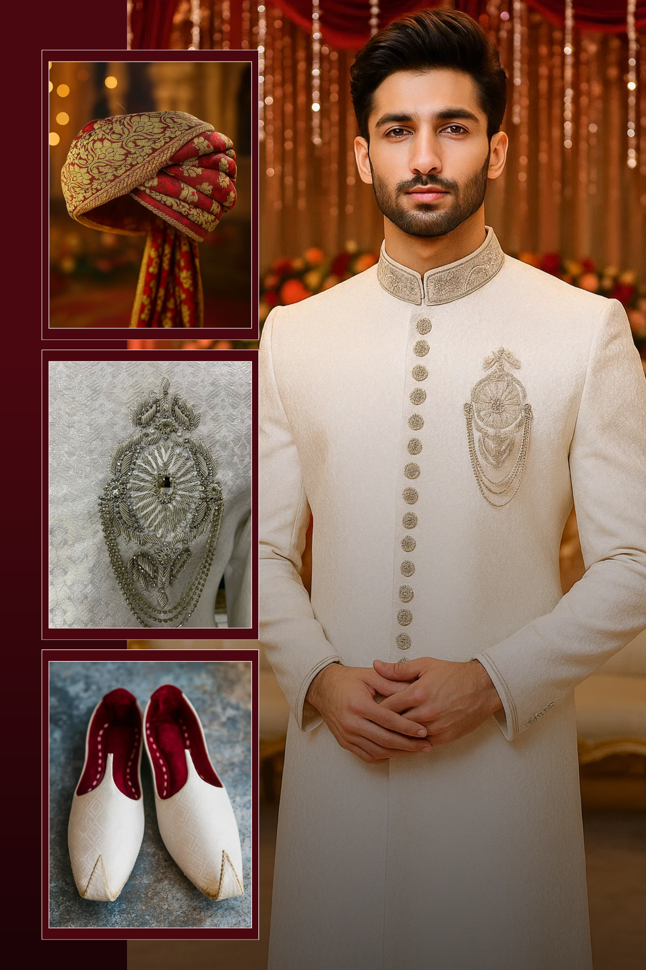Men's Ivory Sherwani Set