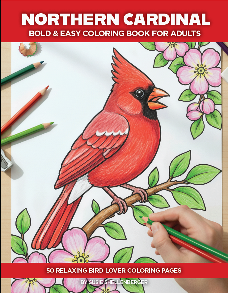 Northern Cardinal Coloring Book for Adults and Seniors