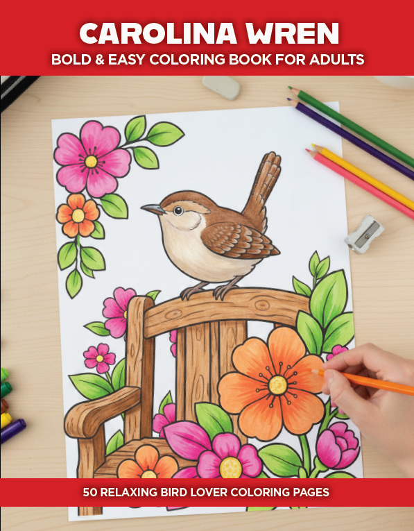 Carolina Wren Coloring Book for Adults and Seniors