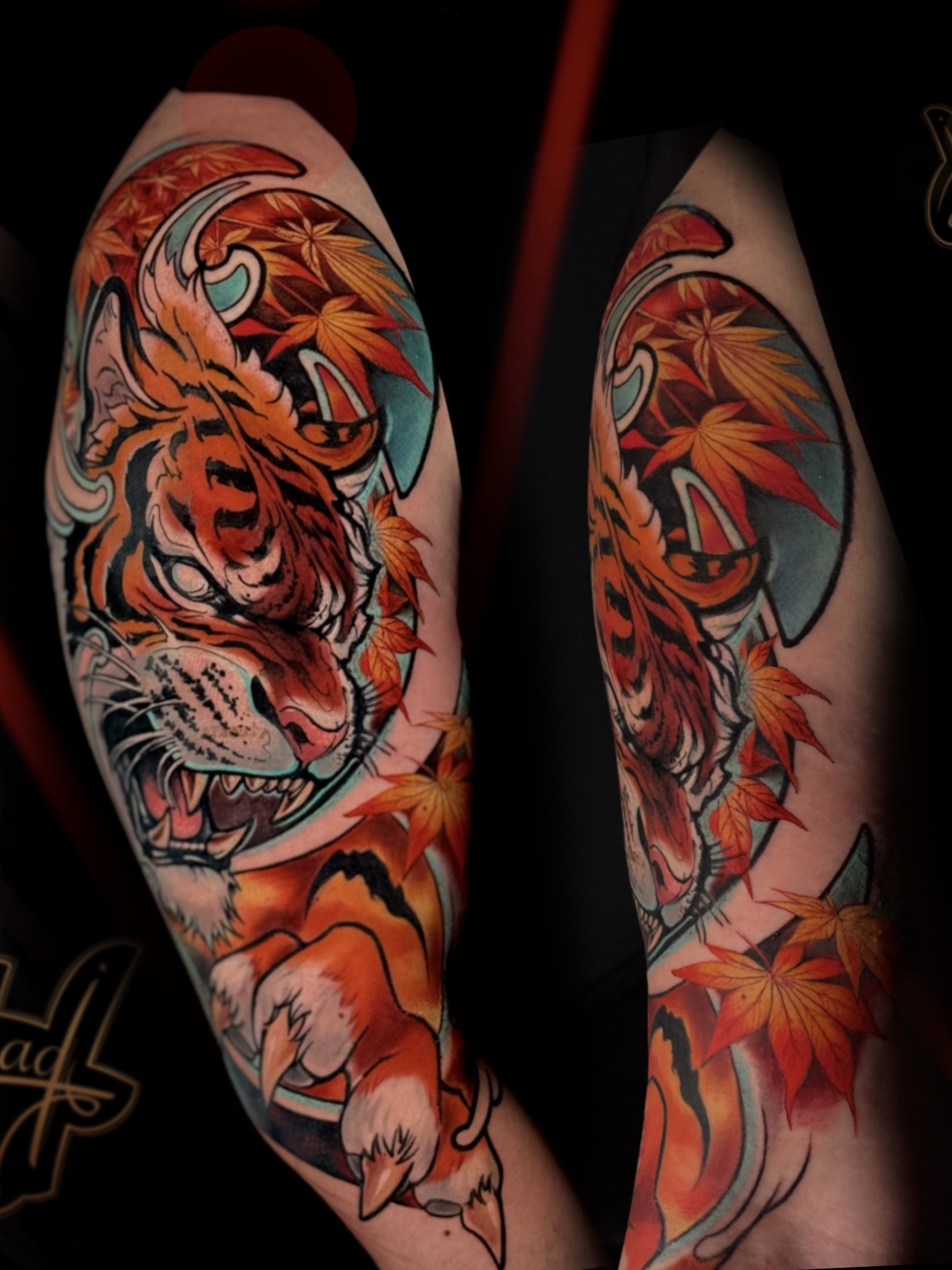Traditional Japanese Tiger Tattoo Sleeve
