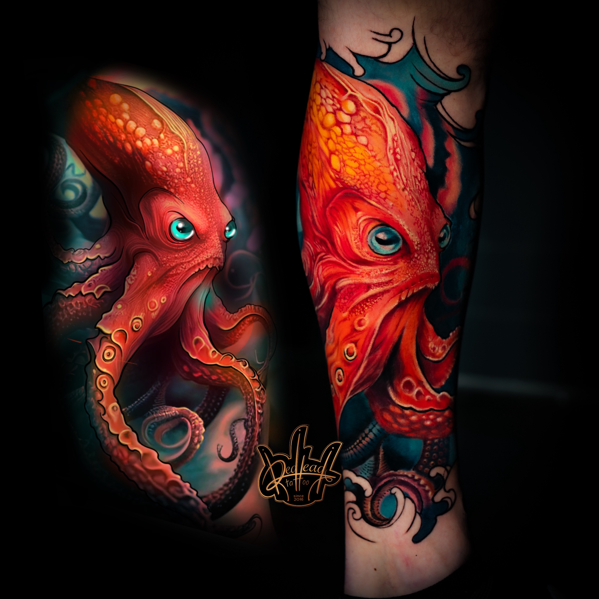 Realistic Detailed Octopus Tattoo Leg Sleeve