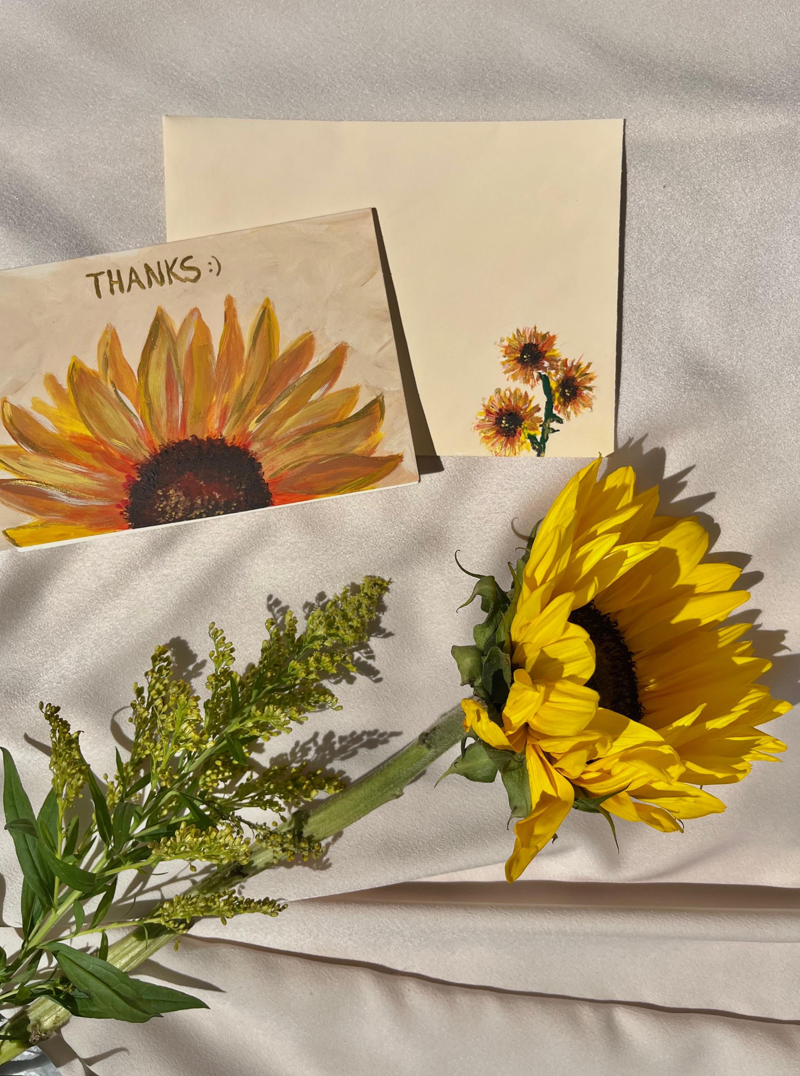 Girassol Glow Hand-Painted Card & Envelope