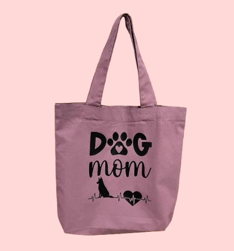"Dog Mom" Canvas Tote Bag