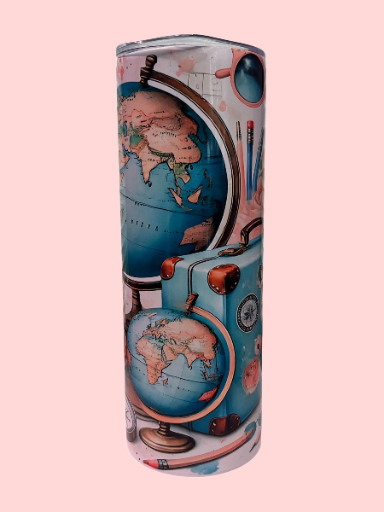 "Travel" Themed Skinny Tumbler