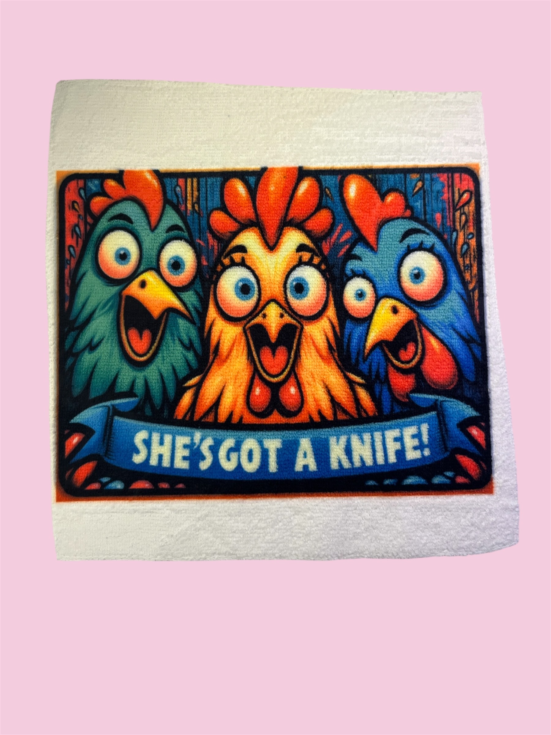 Chicken "She's Got a Knife!" Microfiber Towel