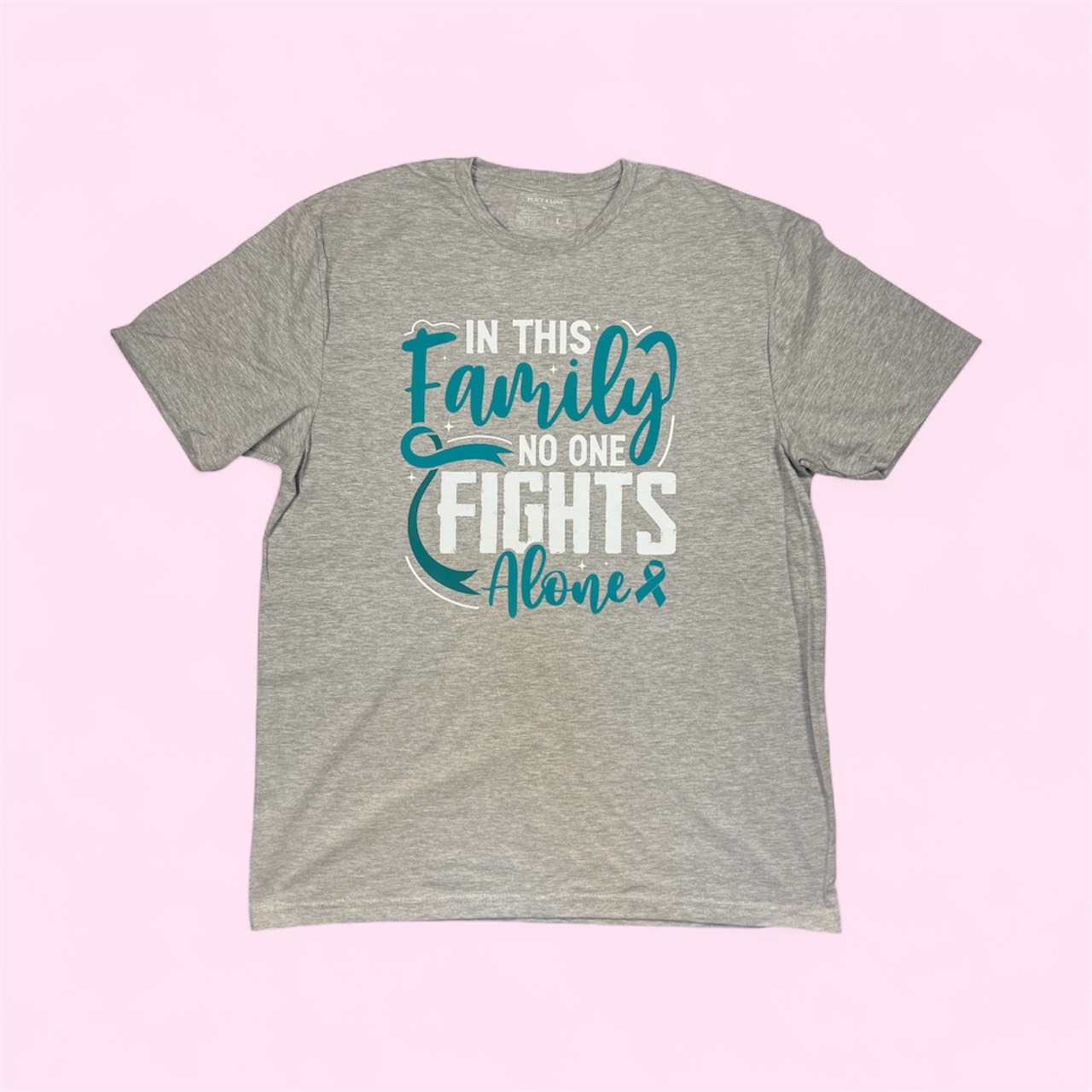 "In This Family" Support Squad Ovarian Cancer Awareness T-Shirt