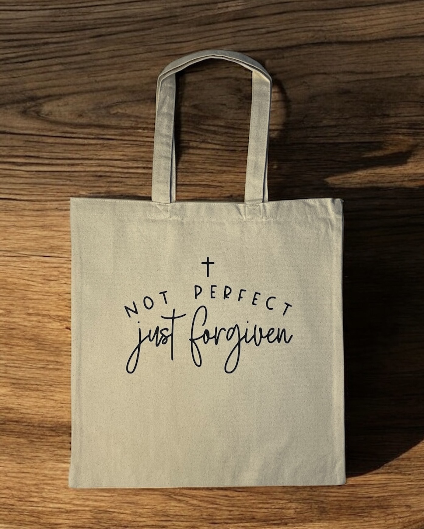"Not Perfect, Just Forgiven" Canvas Tote Bag