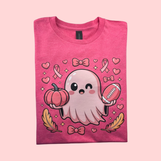 "Cute Breast Cancer Football Ghost" T-Shirt