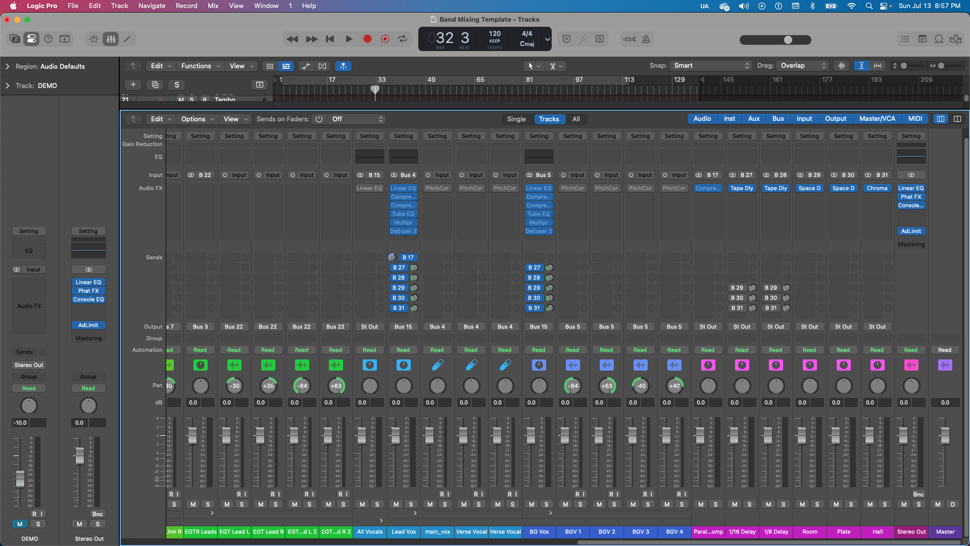 Band Mixing Template - Logic Pro