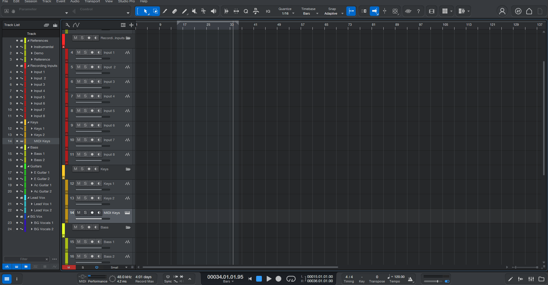 8-Channel Recording Template - Studio One