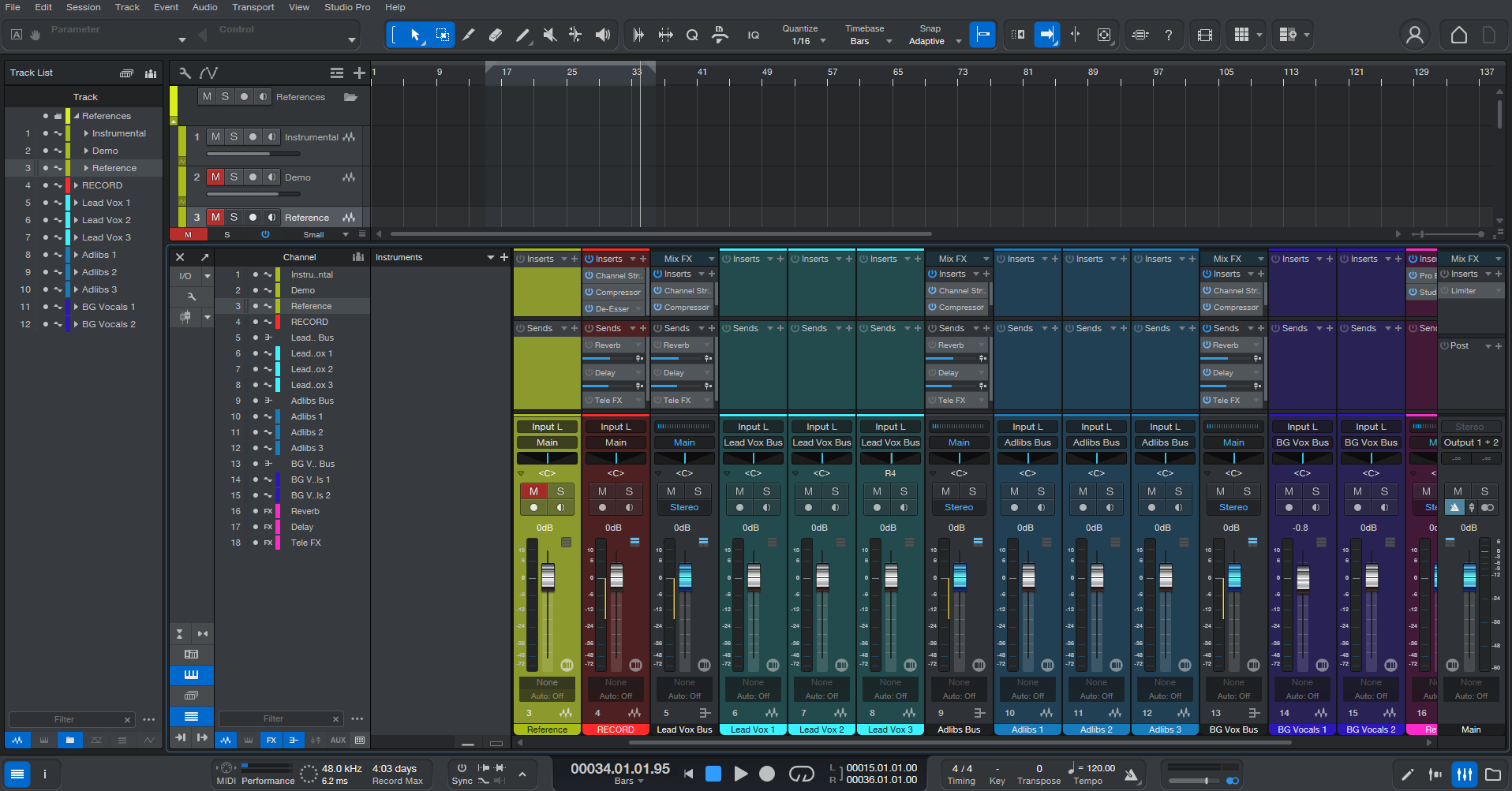 Hip-Hop Vocal Recording Template - Studio One